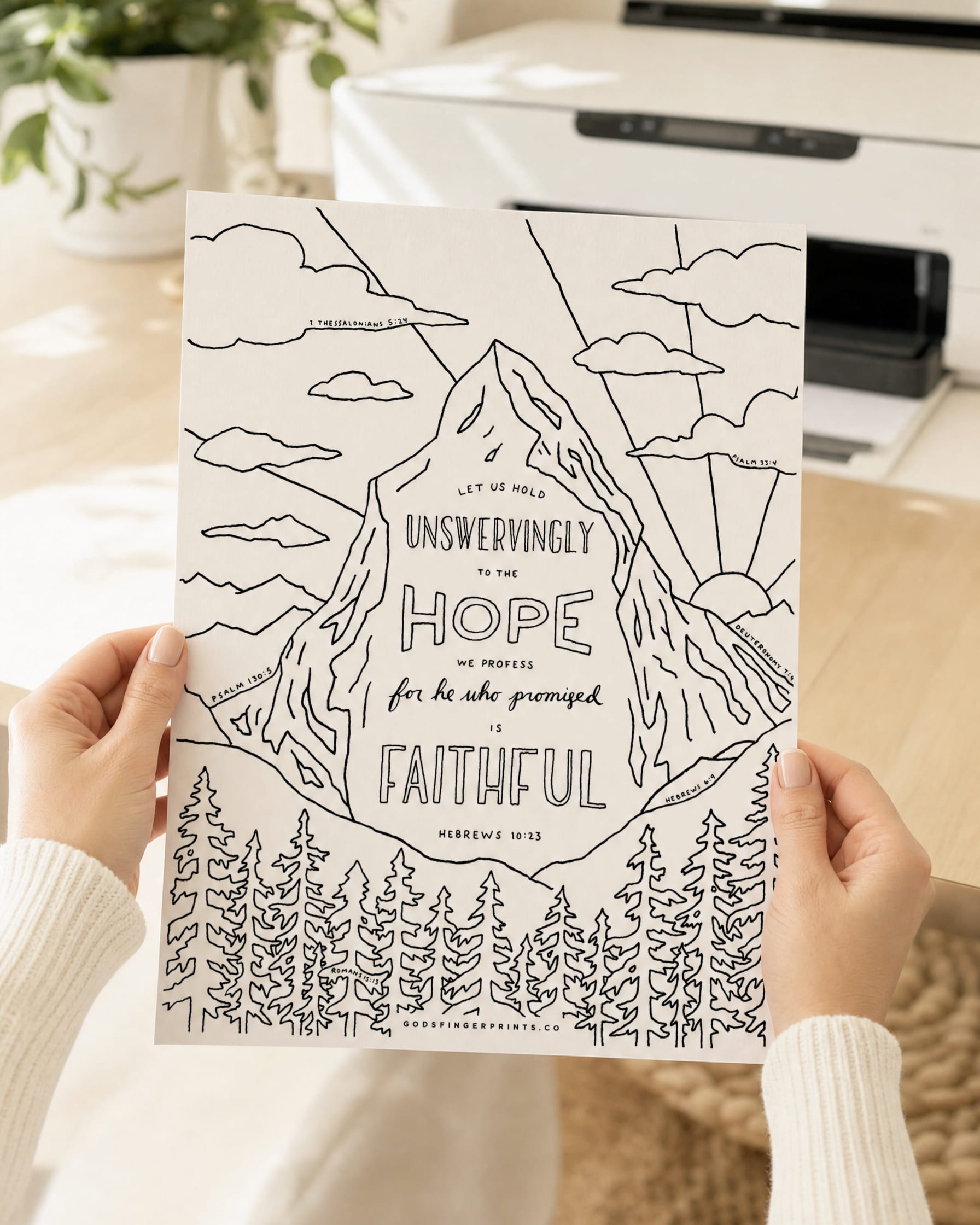 He is Faithful - Hebrews 10:23 - Christian Coloring Page