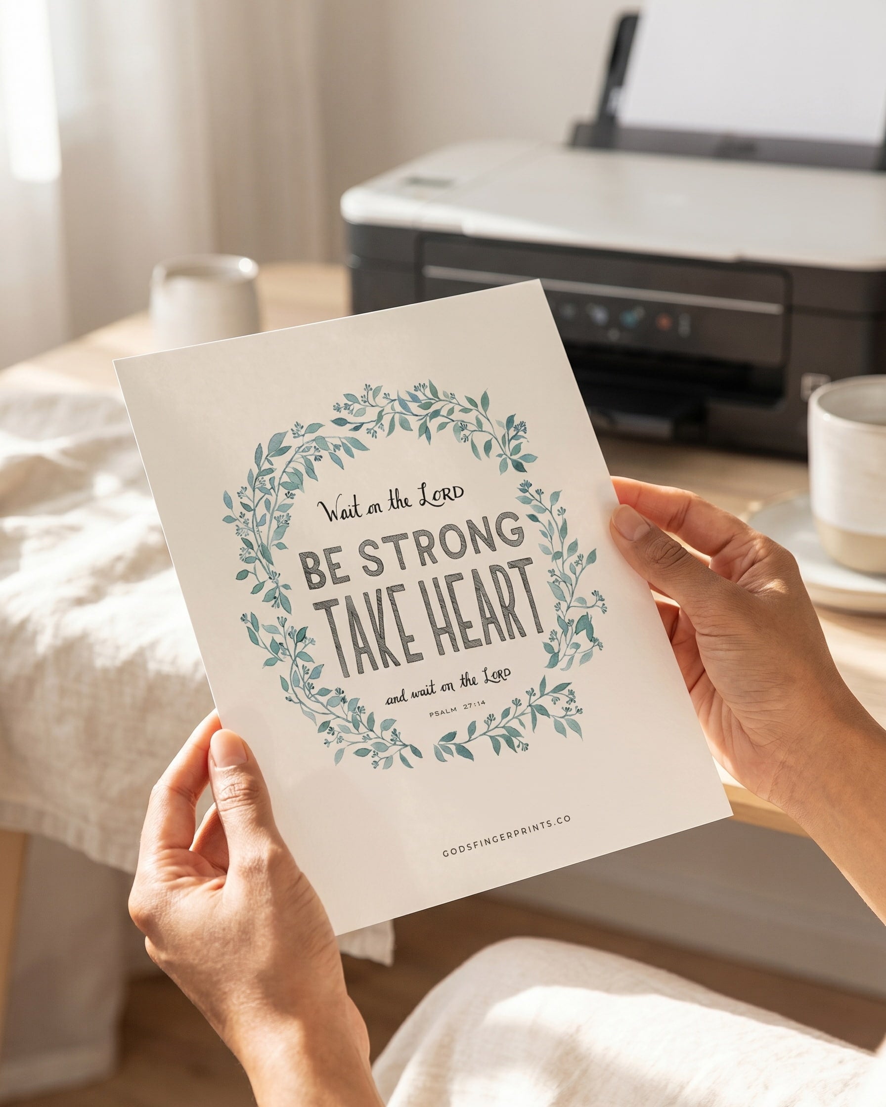 Be Strong Take Heart - Psalm 27:14 - God's promises faith-based wall art print