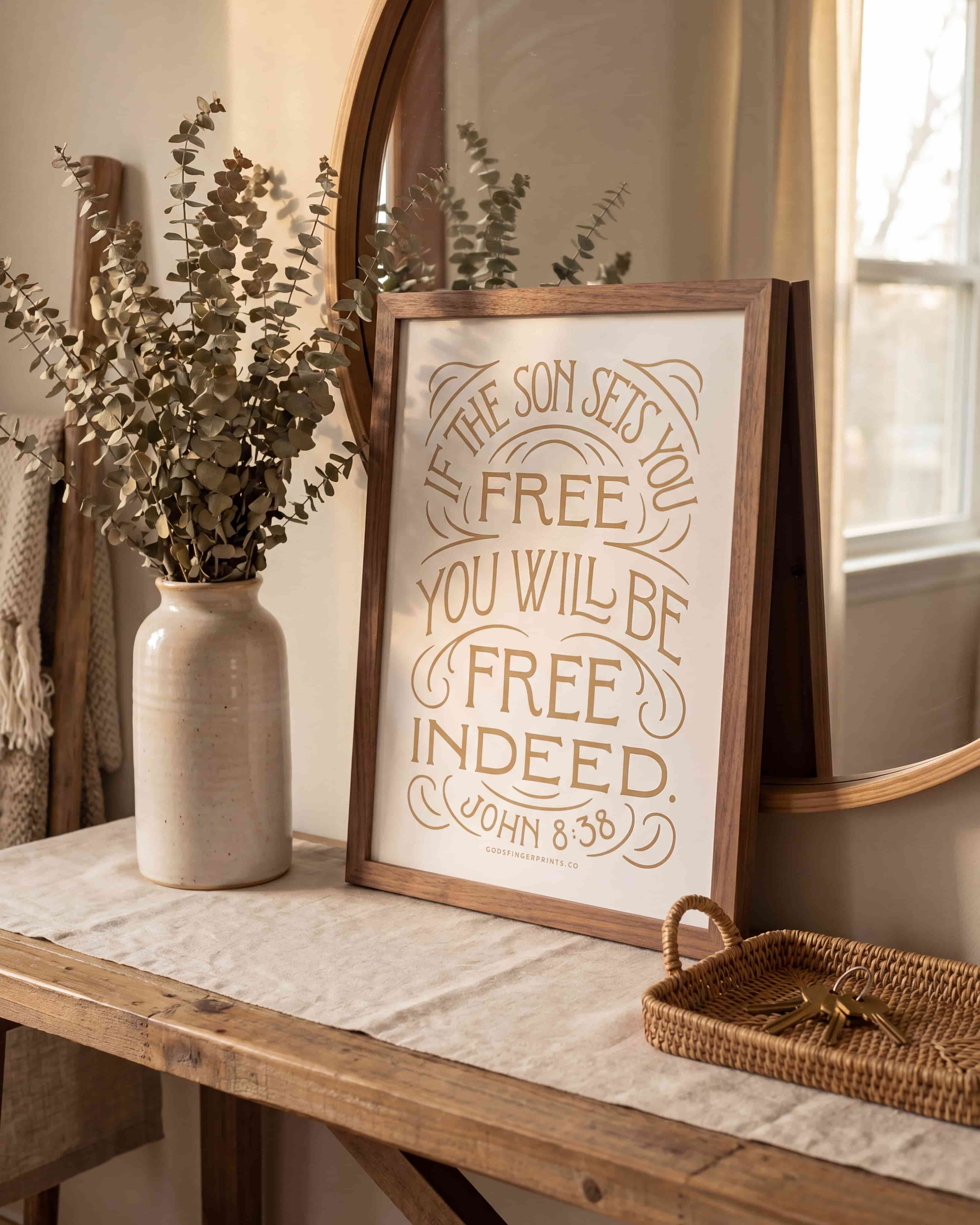 If the Son Sets You Free - John 8:36 - God's promises Christian scripture print