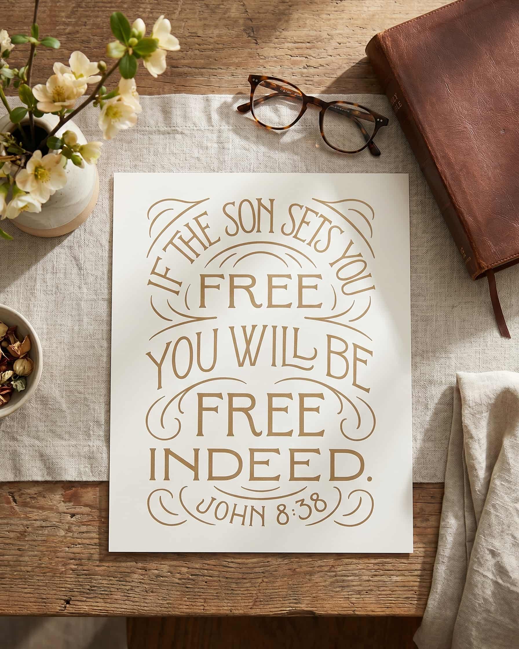 If the Son Sets You Free - John 8:36 - God's promises Christian scripture print