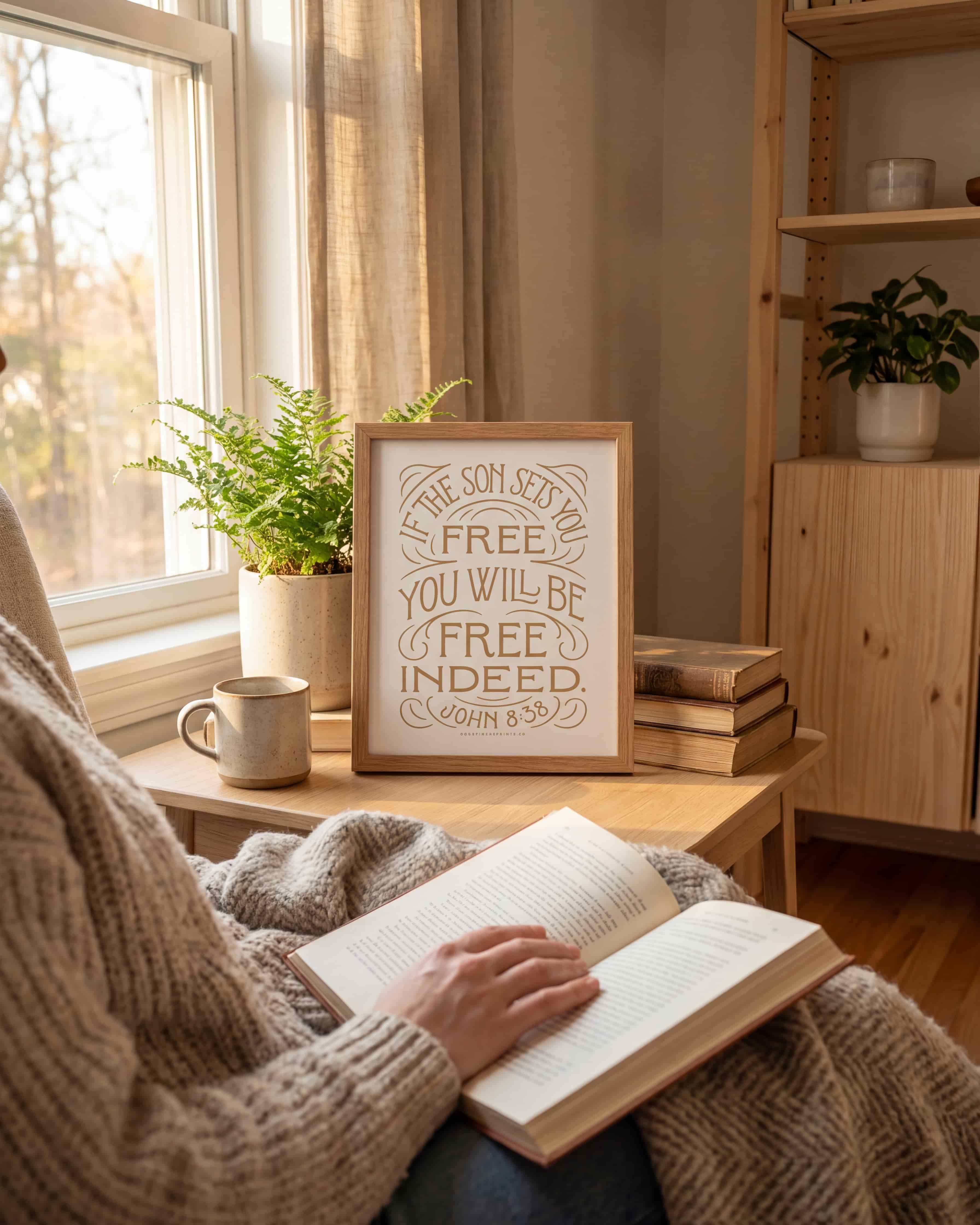 If the Son Sets You Free - John 8:36 - God's promises Christian scripture print