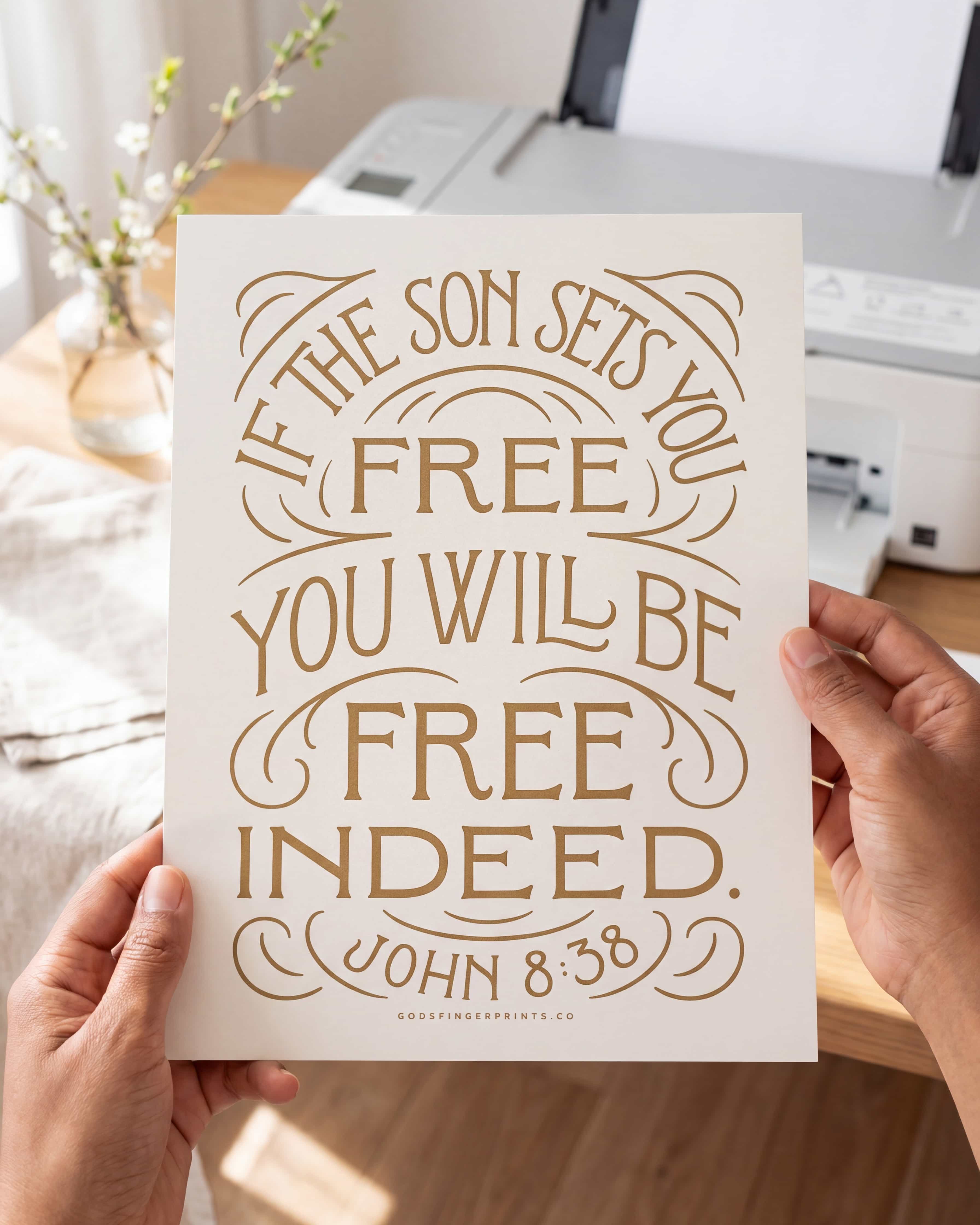 If the Son Sets You Free - John 8:36 - God's promises Christian scripture print