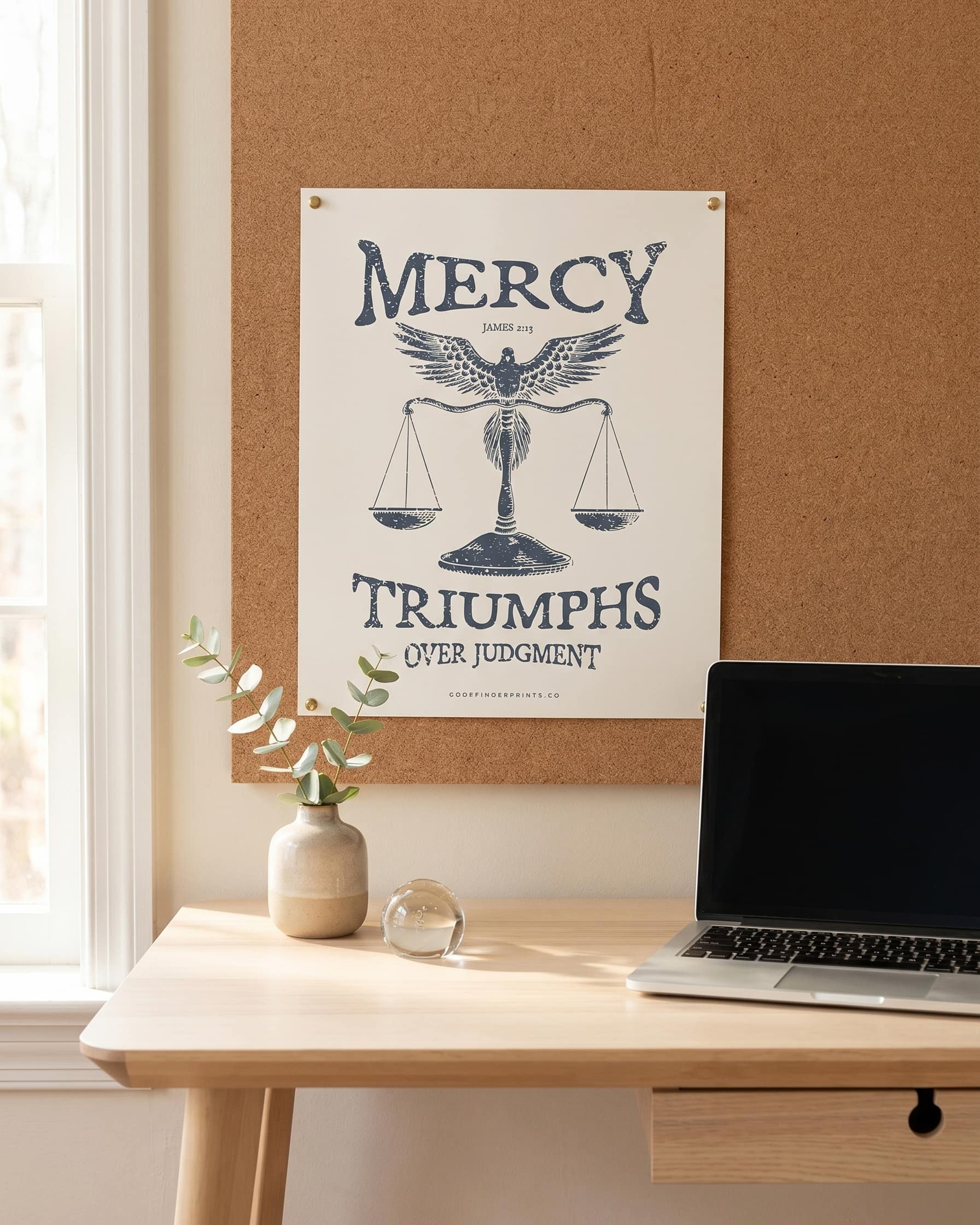 Mercy Triumphs Over Judgment - James 2:13 - Faith-based wall art print