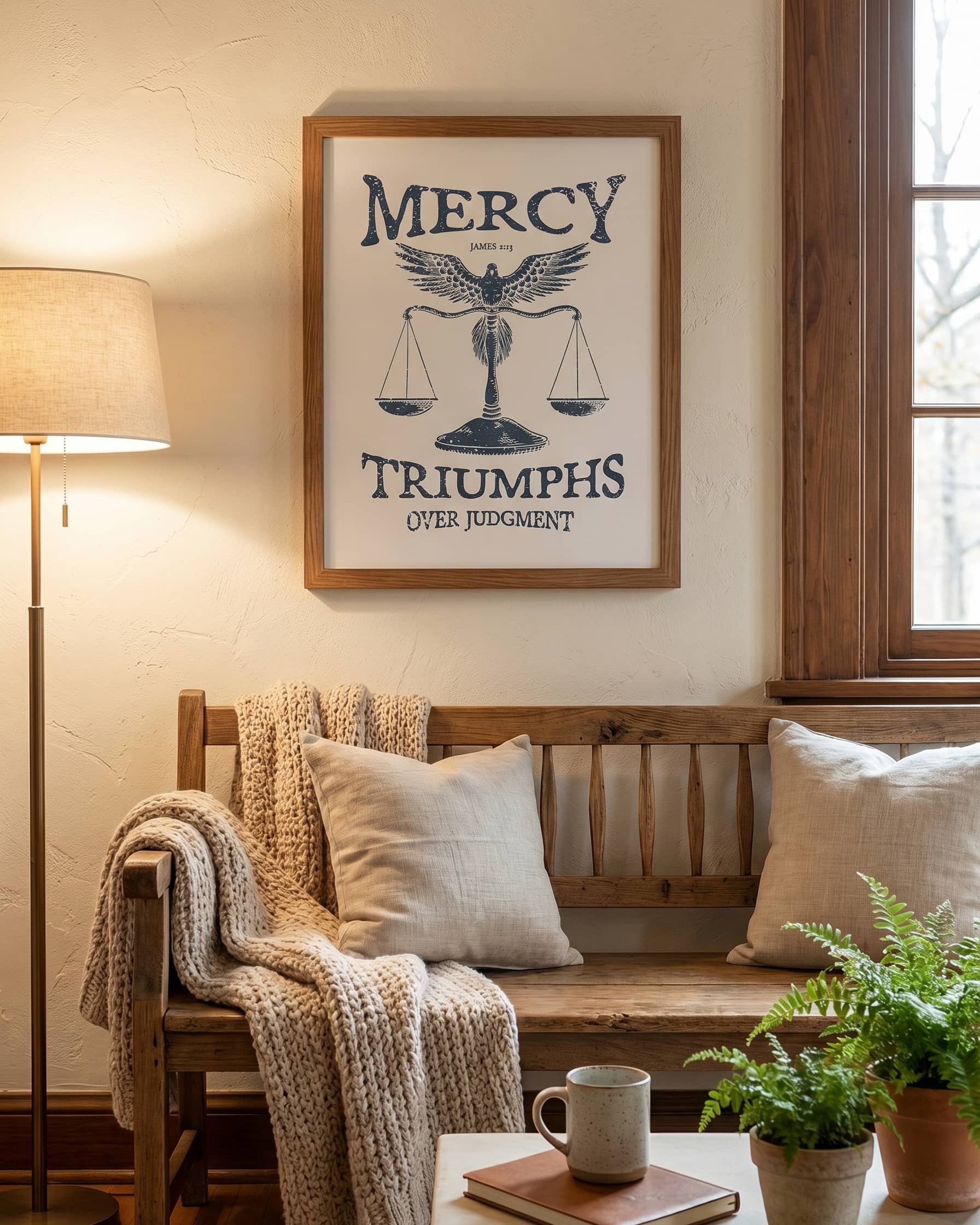 Mercy Triumphs Over Judgment - James 2:13 - Faith-based wall art print