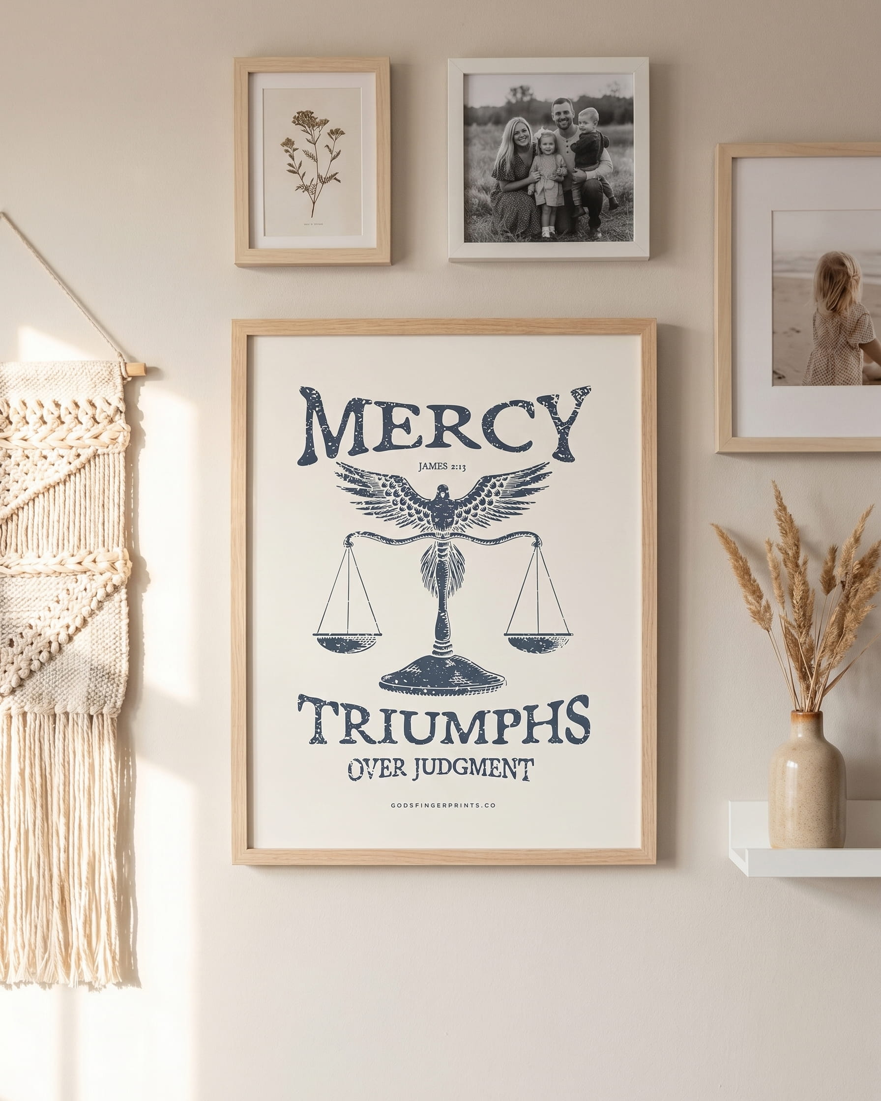 Mercy Triumphs Over Judgment - James 2:13 - Faith-based wall art print