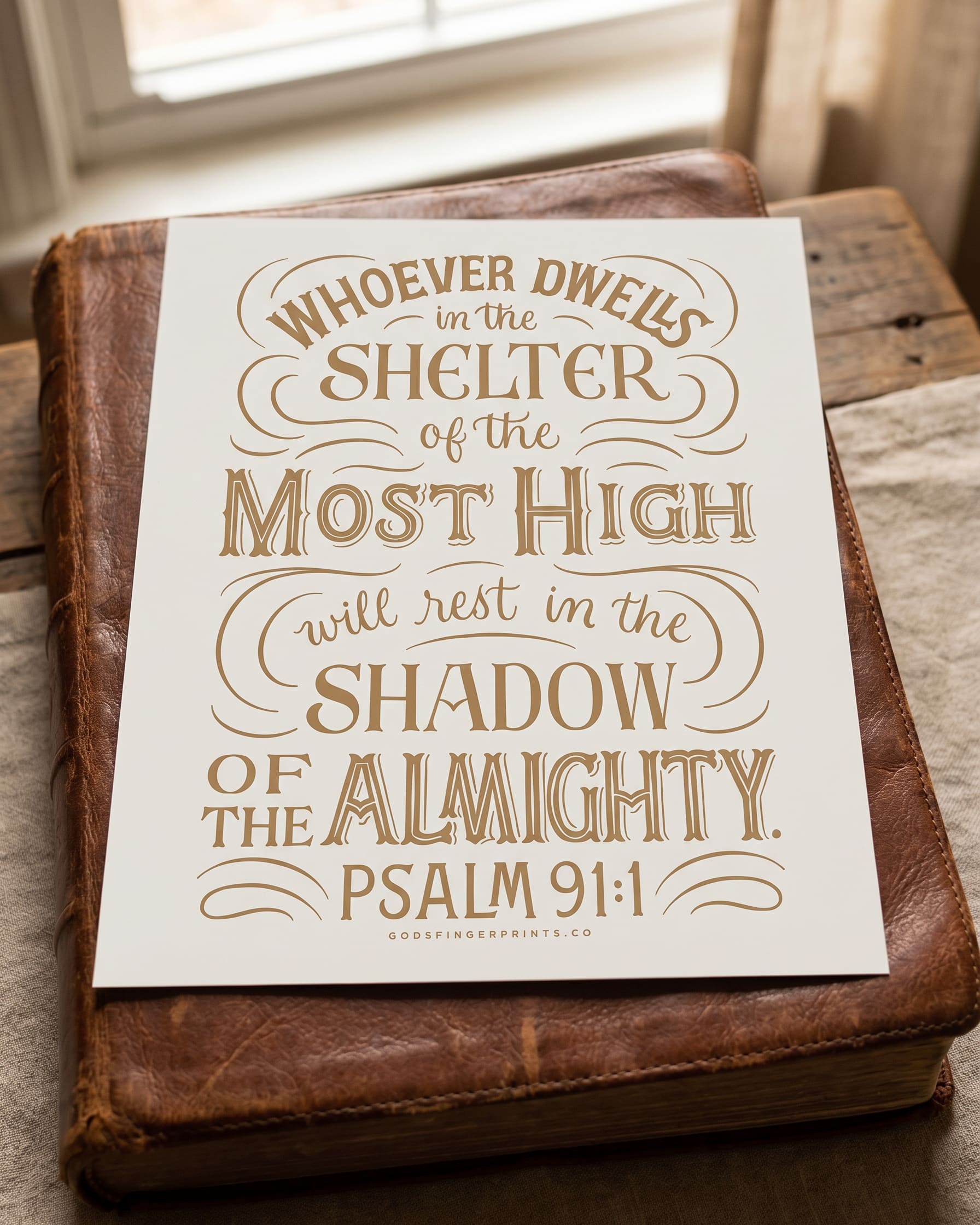Shelter of the Most High - Psalm 91:1 - God's promises Christian scripture print
