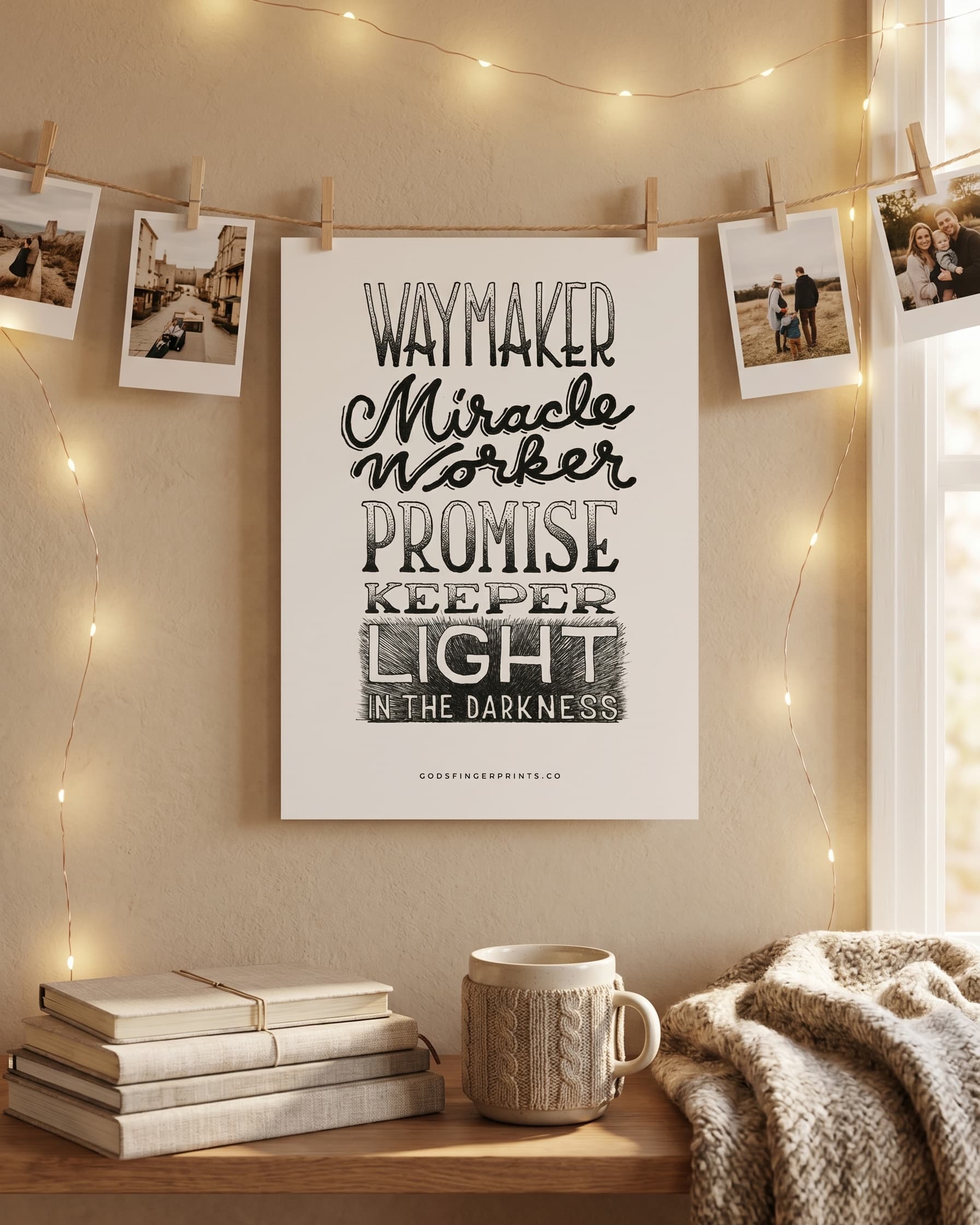 Waymaker Miracle Worker Promise Keeper — Christian lyric art print