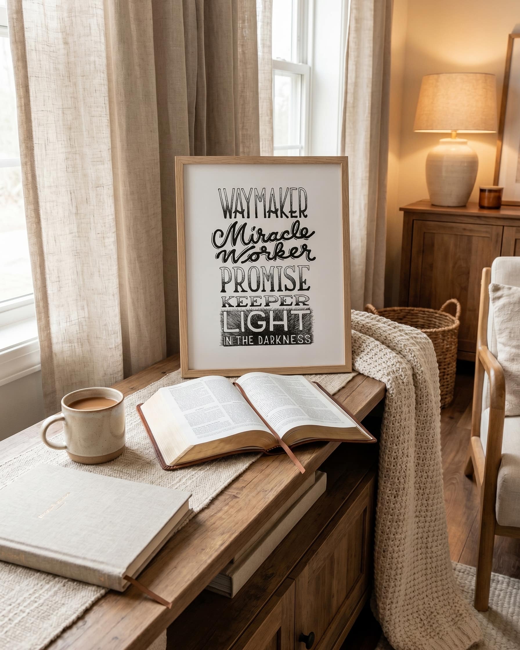 Waymaker Miracle Worker Promise Keeper — Christian lyric art print