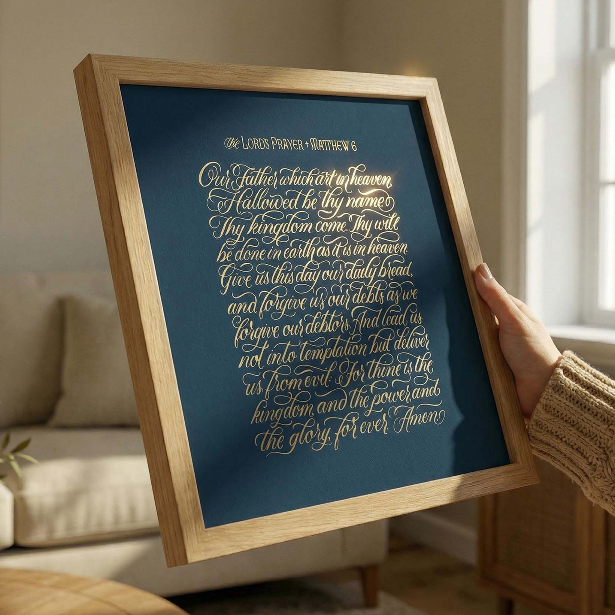 The Lord's Prayer - Gold on Blue