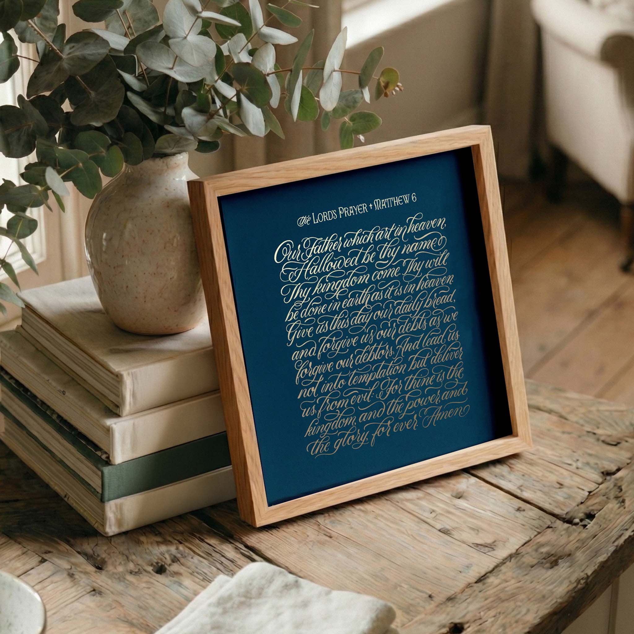 The Lord's Prayer - Gold on Blue