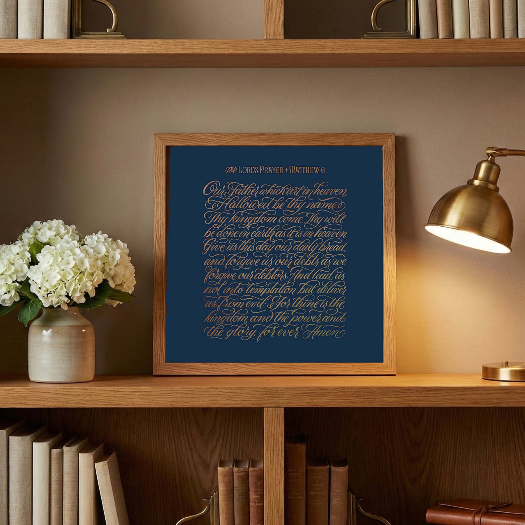 The Lord's Prayer - Gold on Blue