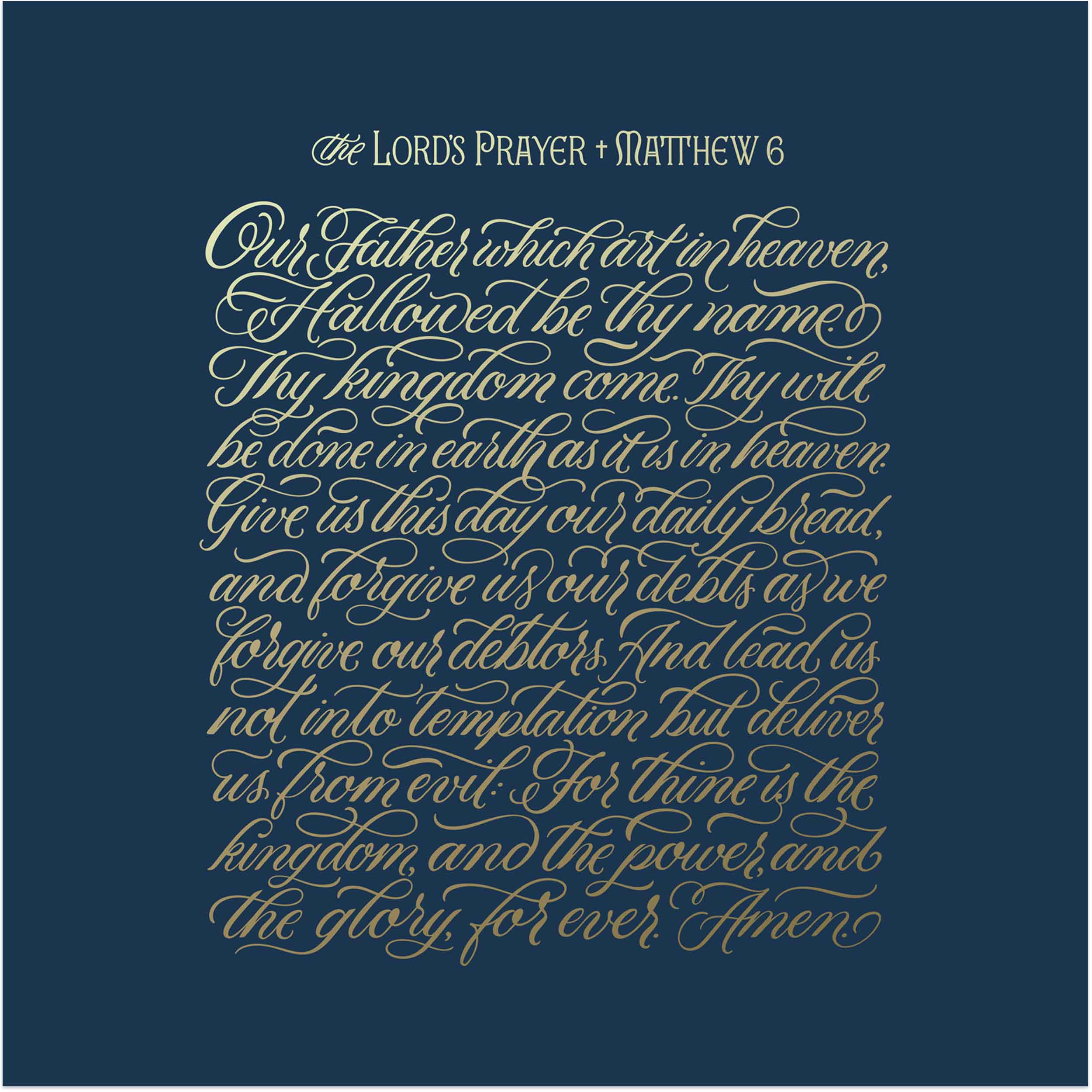 The Lord's Prayer - Gold on Blue