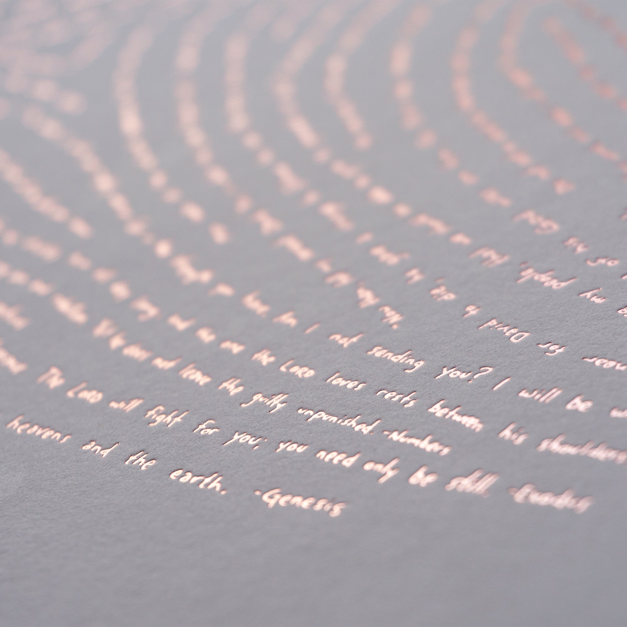 Rose Gold Illuminated Fingerprint - Detail of Bible Verses