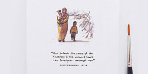 God defends the cause of the fatherless and the widow, and loves the foreigner and refugee - Deuteronomy 10:18 