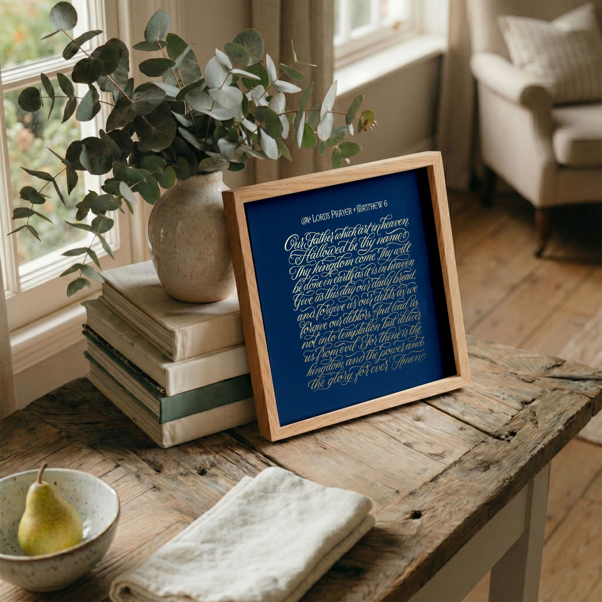 The Lord's Prayer - Gold on Blue