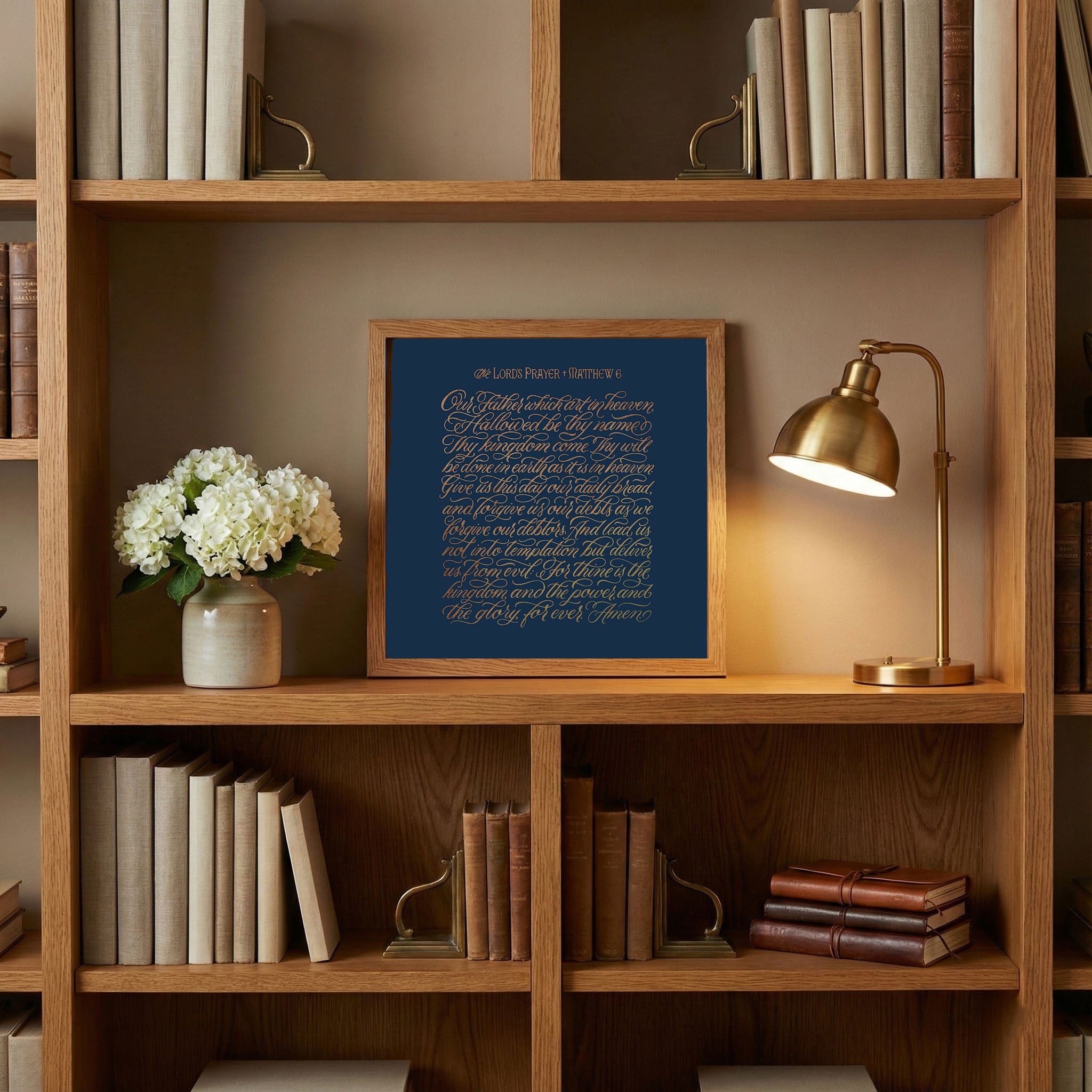 The Lord's Prayer - Gold on Blue