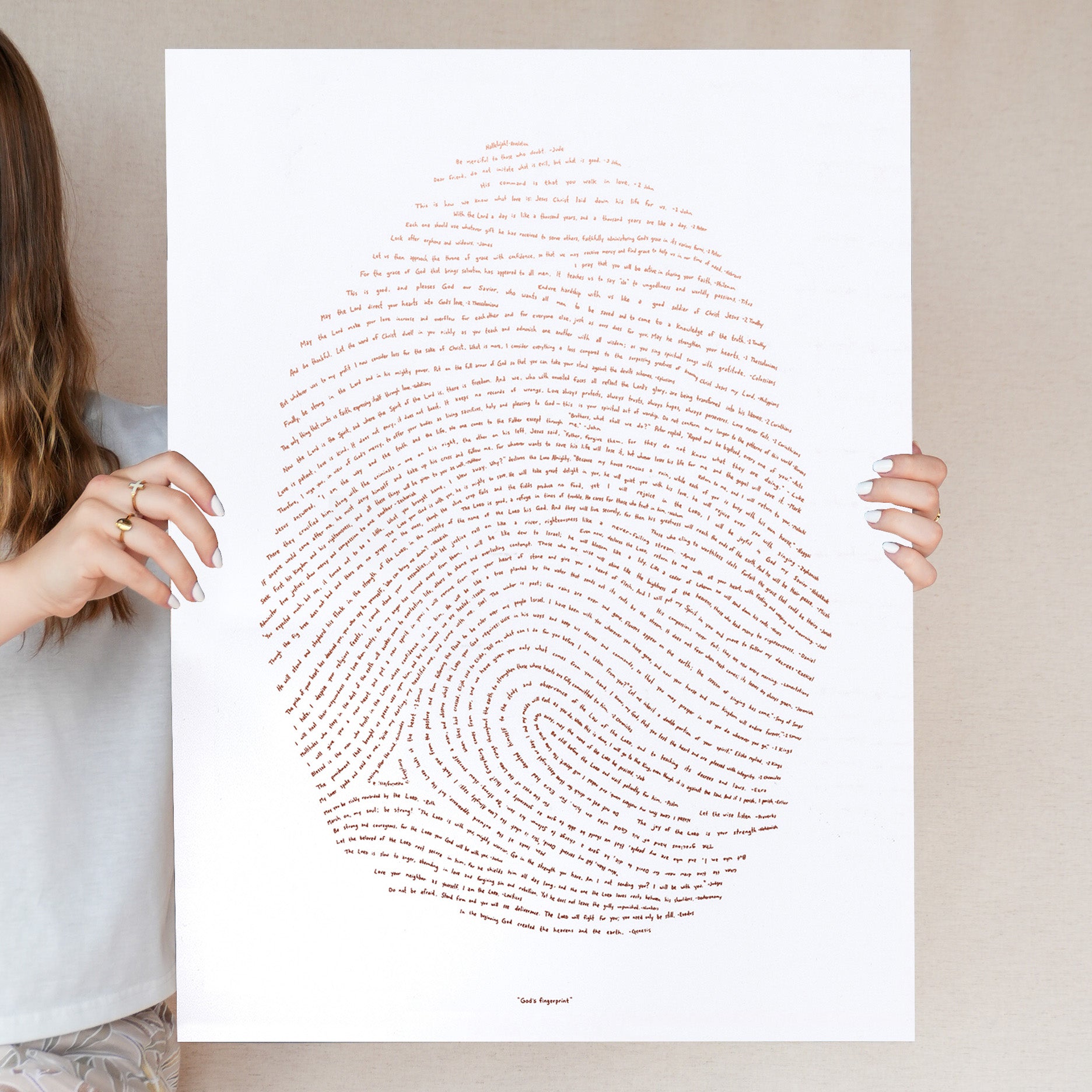 God's Fingerprint - Rose Gold on White