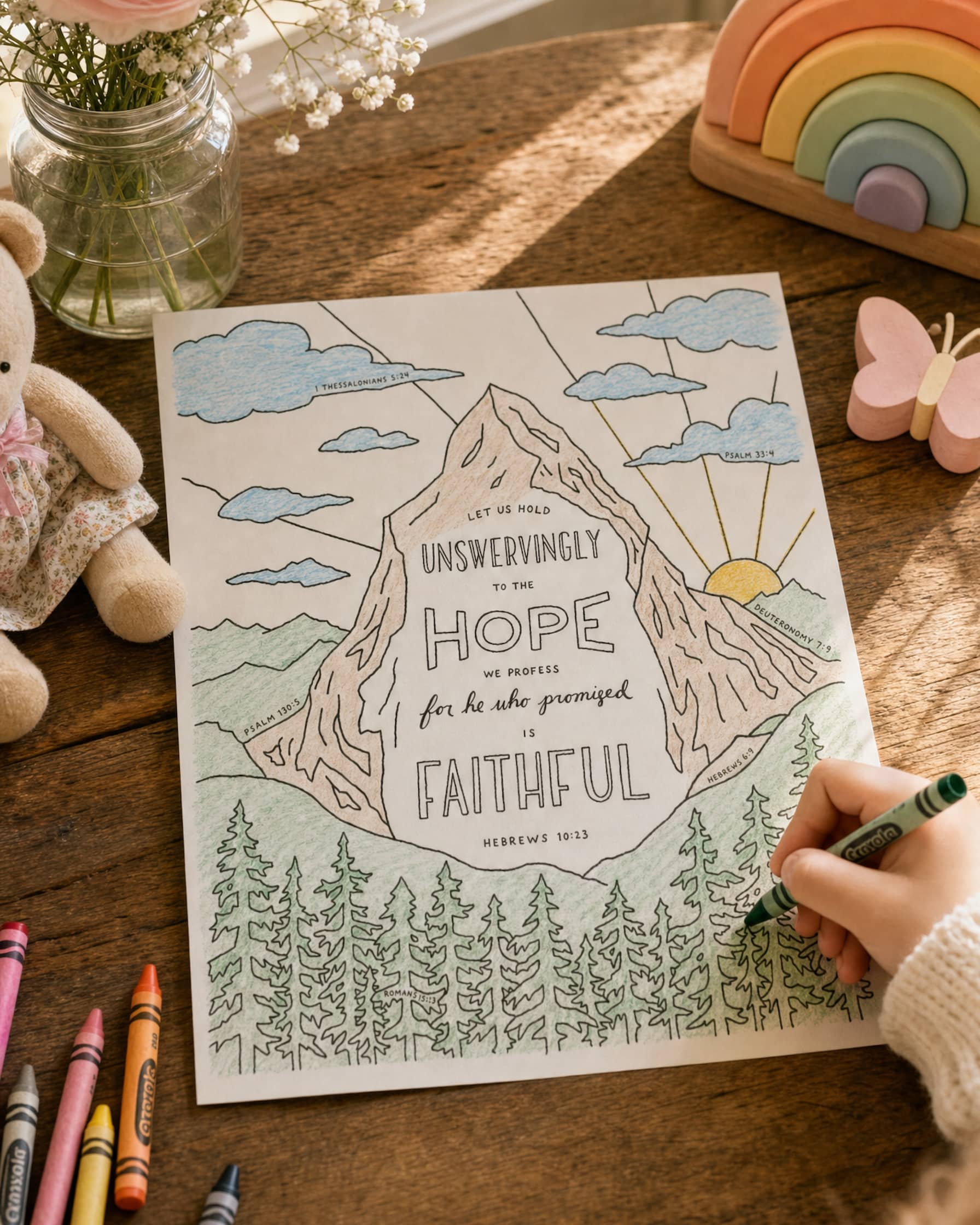 He is Faithful - Hebrews 10:23 - Christian Coloring Page