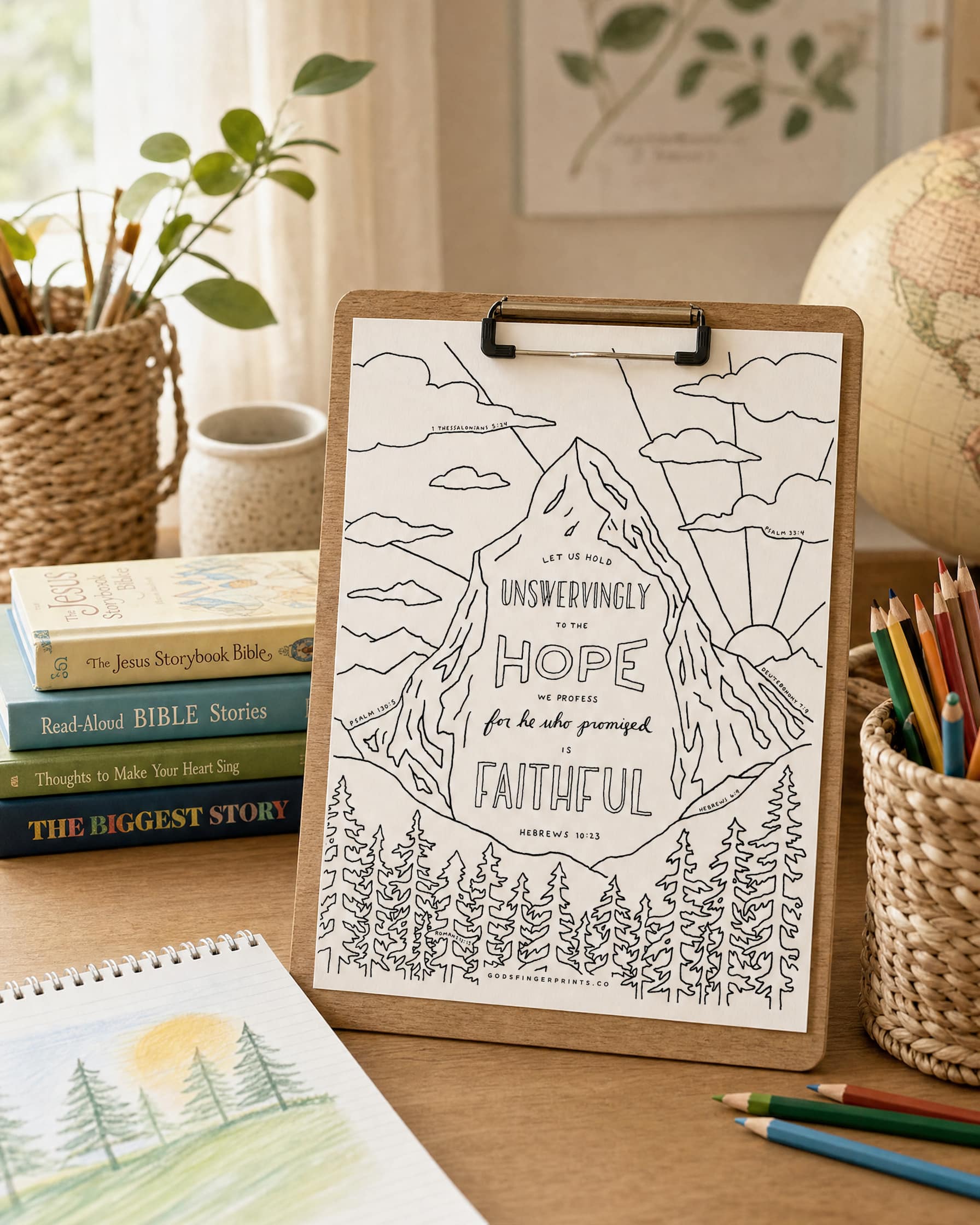 He is Faithful - Hebrews 10:23 - Christian Coloring Page