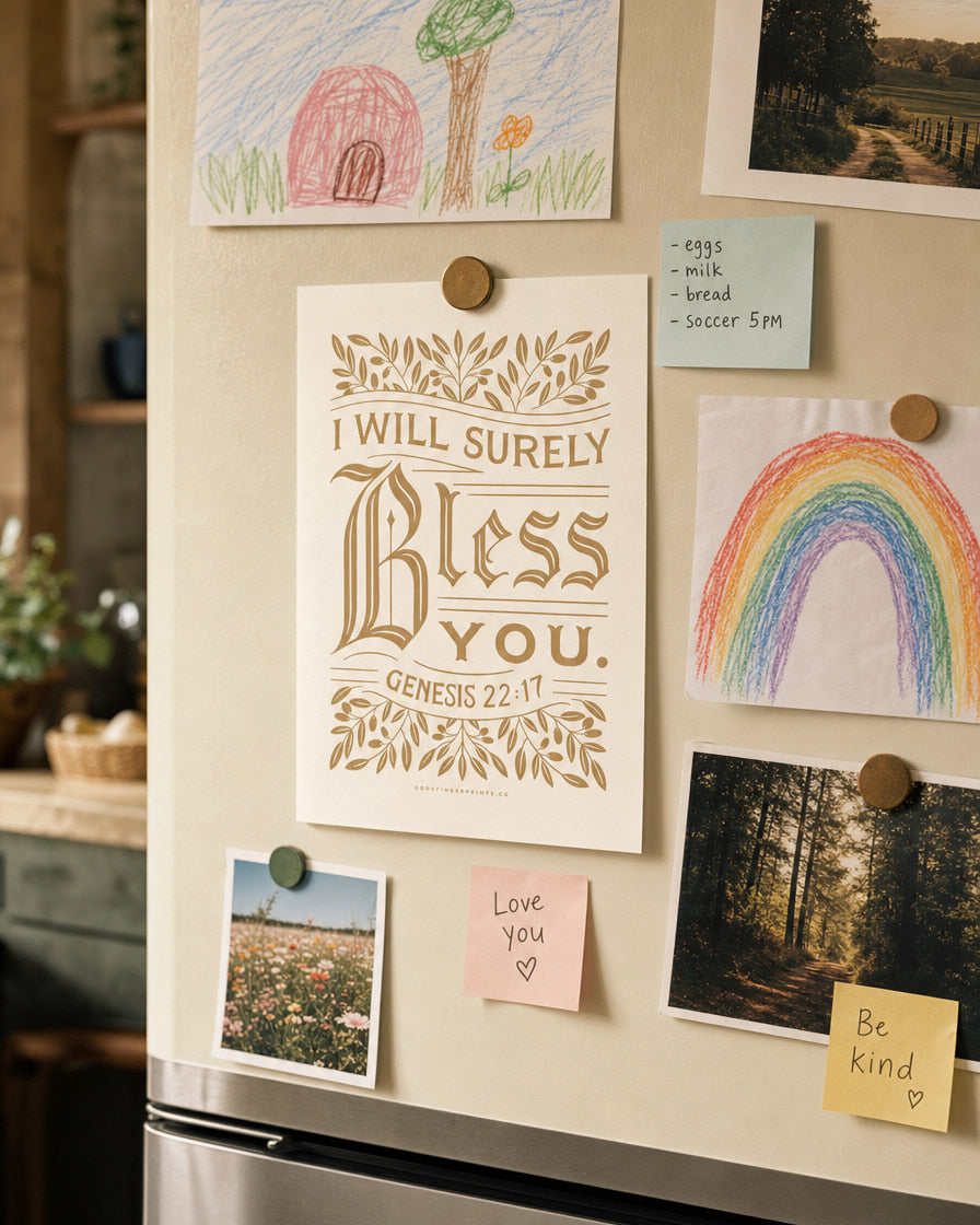 I Will Surely Bless You - Genesis 22:17 - God's Promises hand lettered scripture wall art