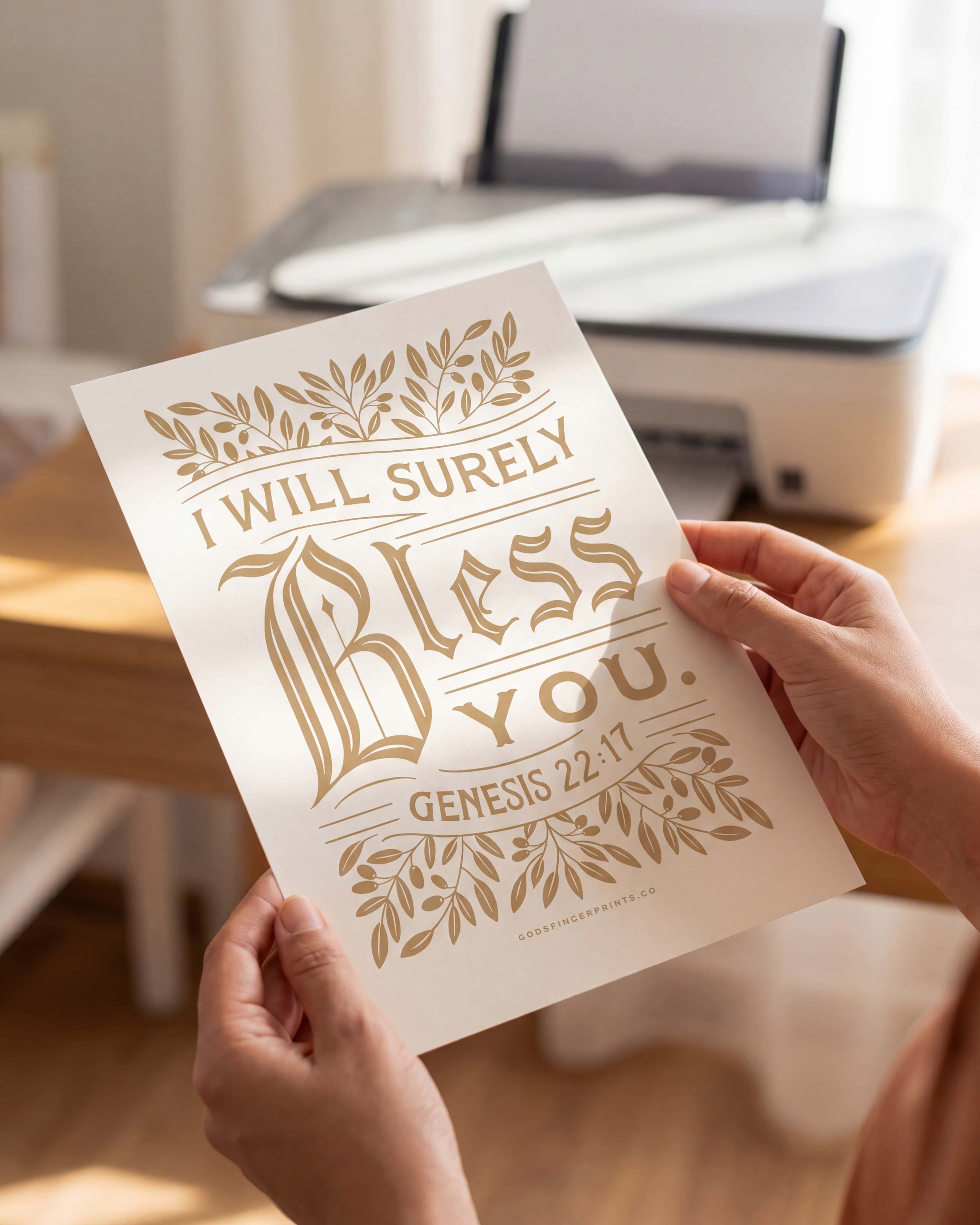 I Will Surely Bless You - Genesis 22:17 - God's Promises hand lettered scripture wall art