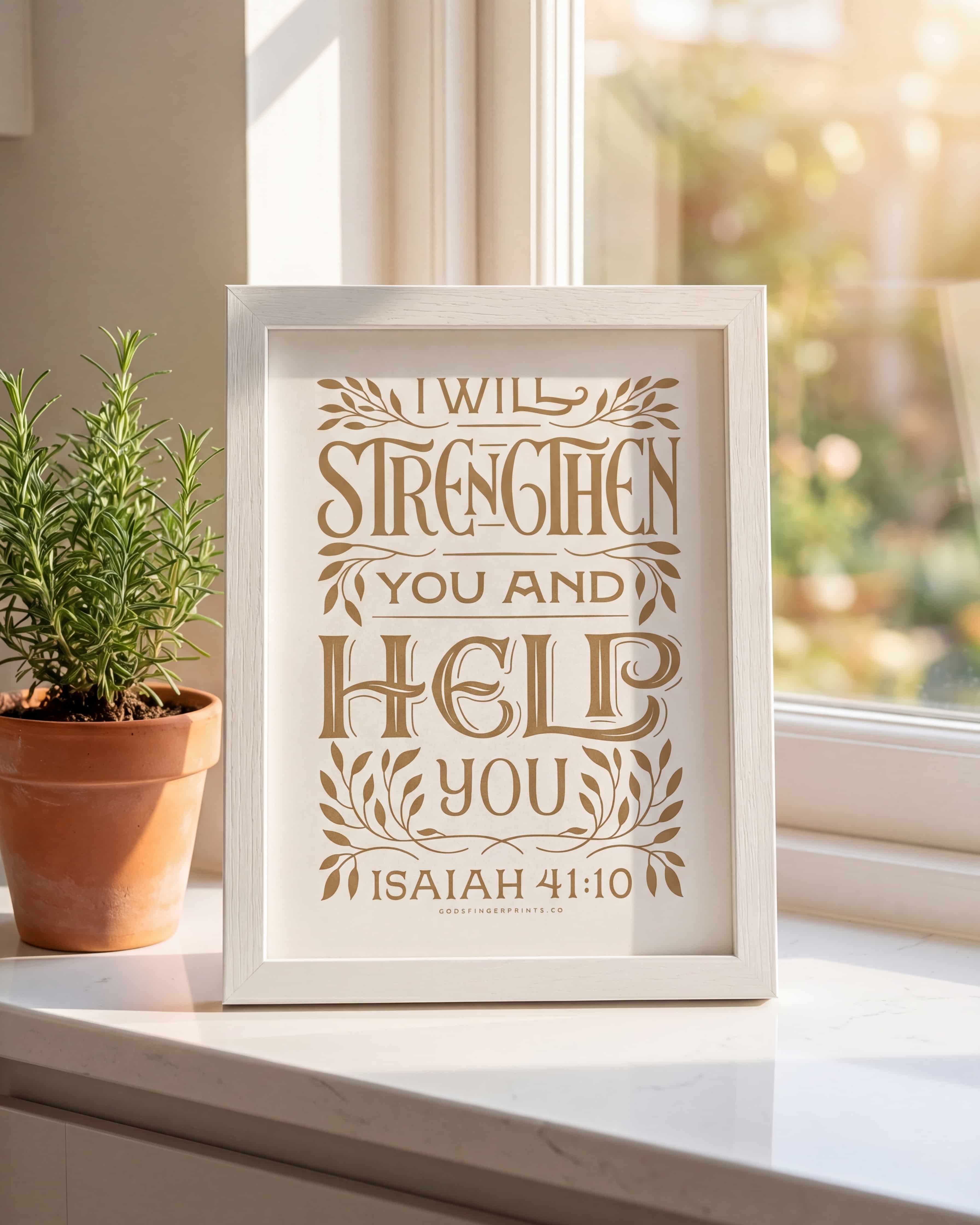 I Will Strengthen You - Isaiah 41:10 - God's promises faith-based wall art print