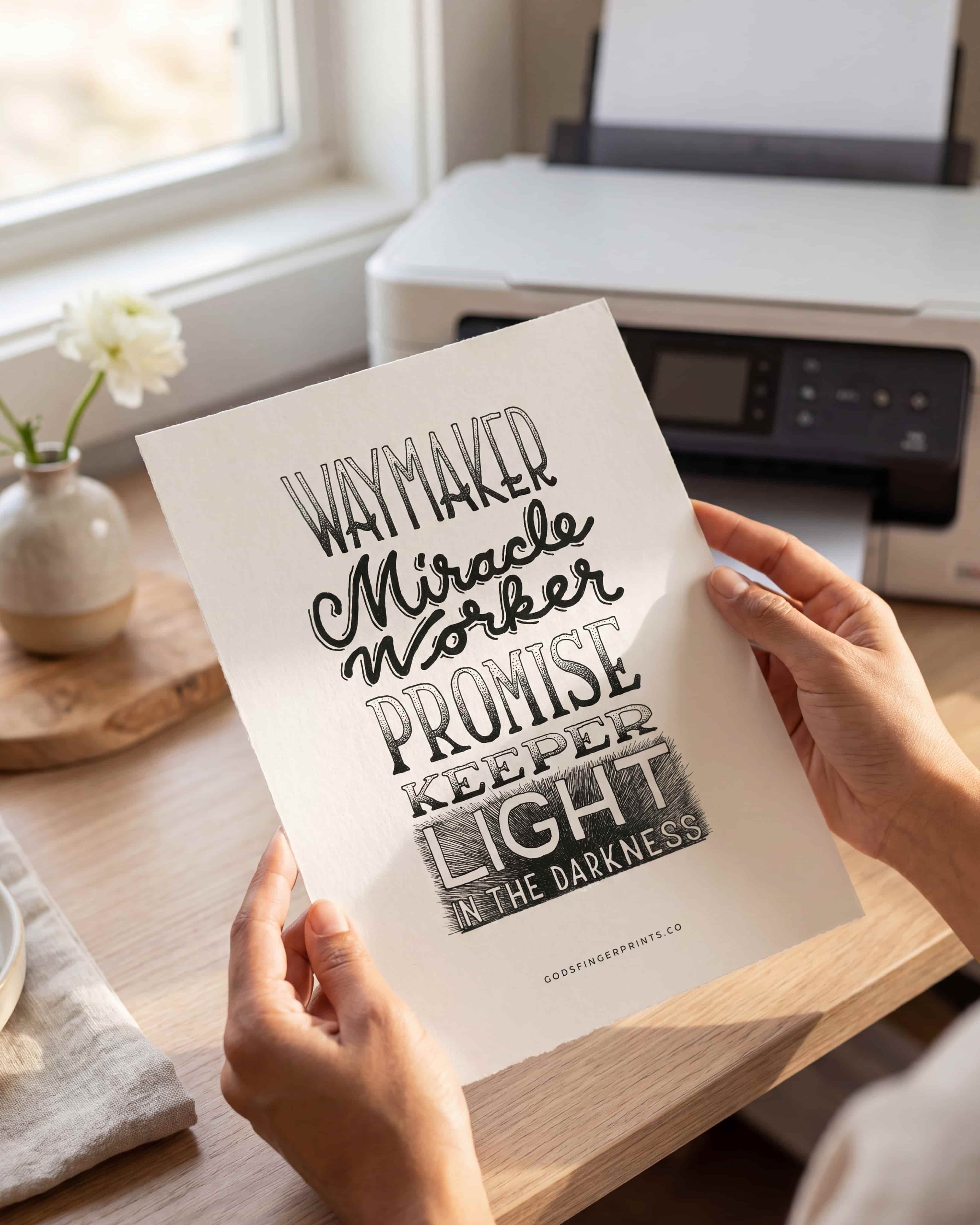 Waymaker Miracle Worker Promise Keeper — Christian lyric art print