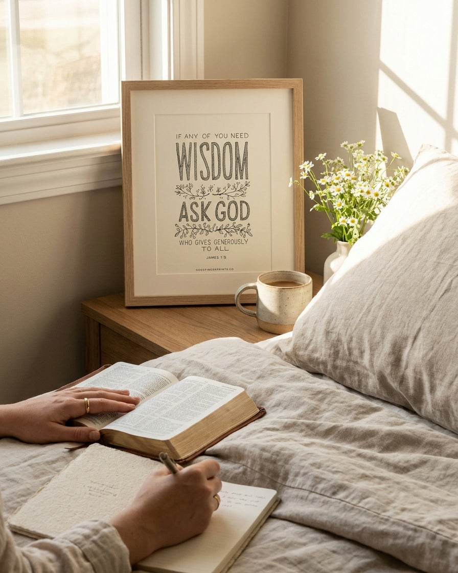 Wisdom - James 1:5 - God's Promises hand lettered scripture wall art