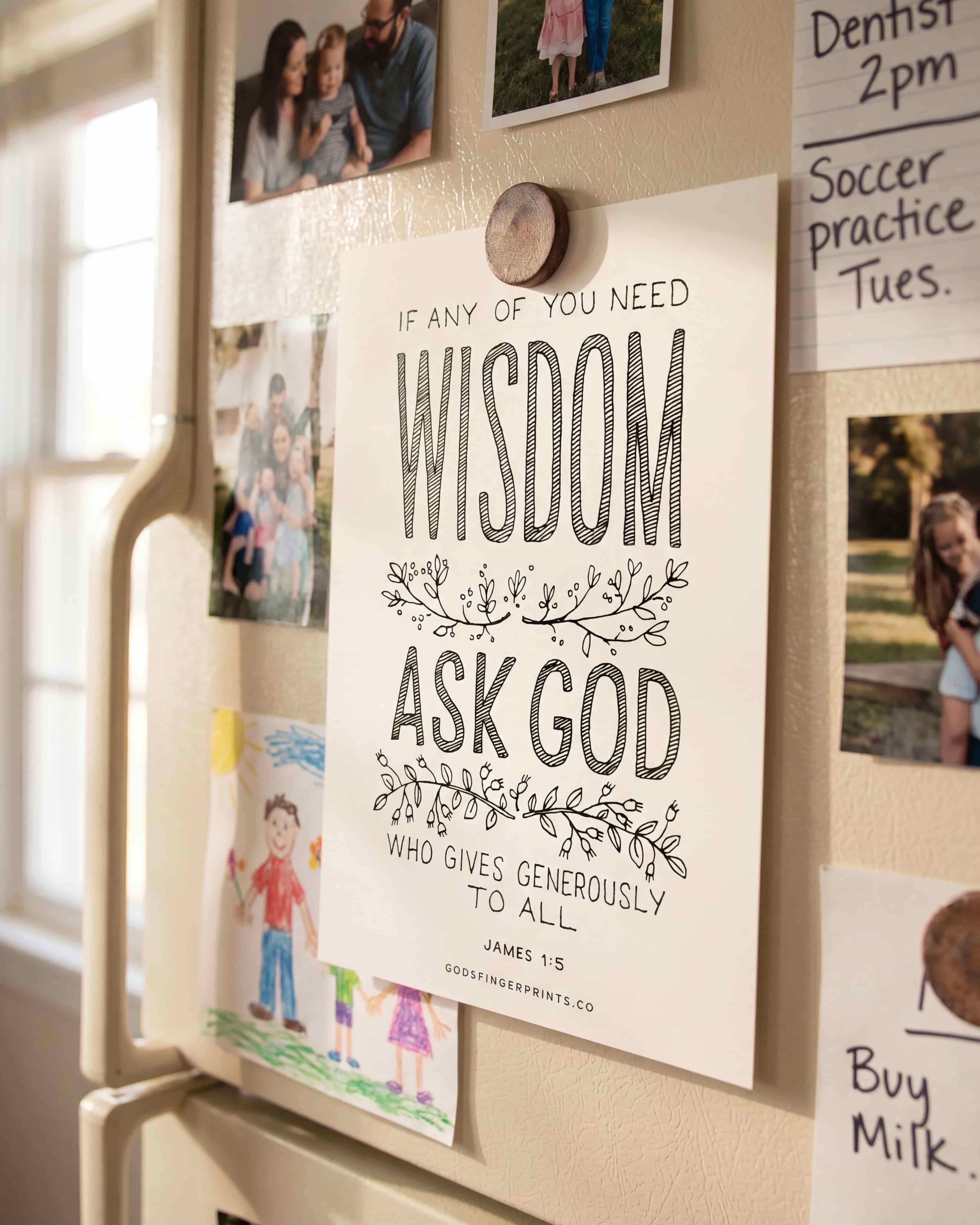 Wisdom - James 1:5 - God's Promises hand lettered scripture wall art