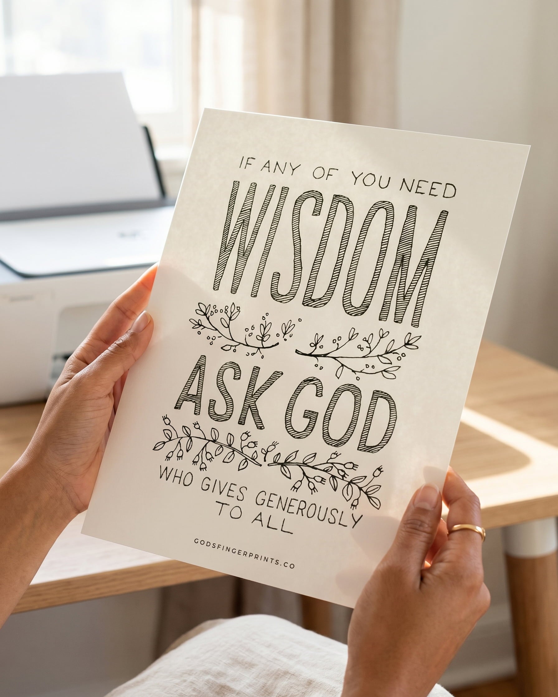 Wisdom - James 1:5 - God's Promises hand lettered scripture wall art