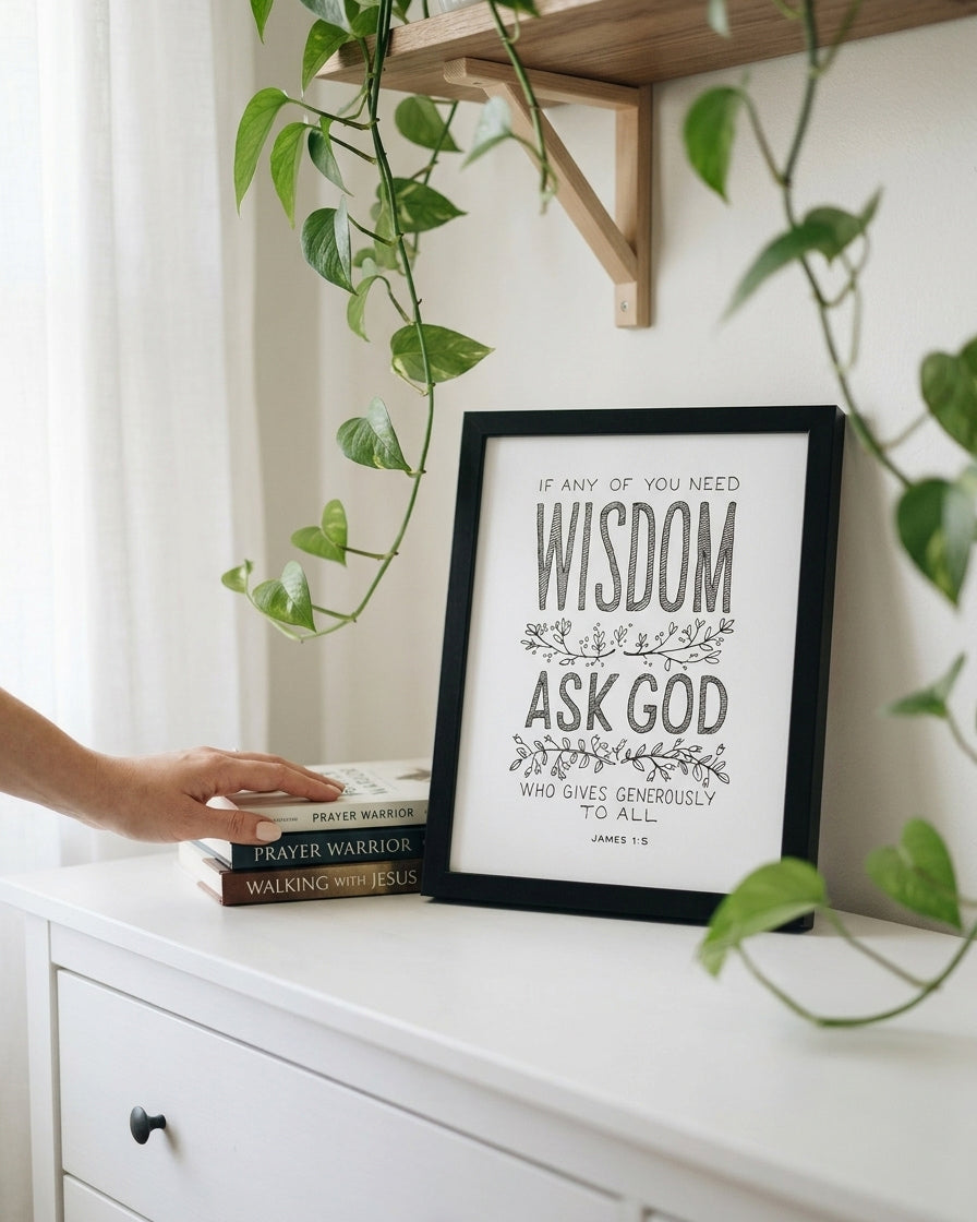 Wisdom - James 1:5 - God's Promises hand lettered scripture wall art