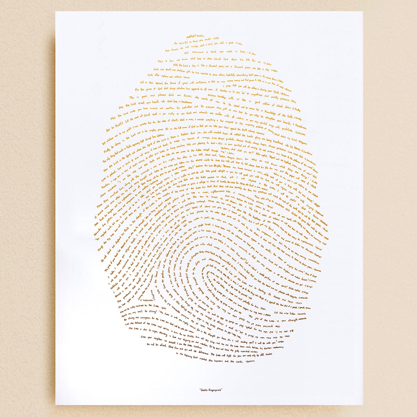 God's Fingerprint - Gold on White