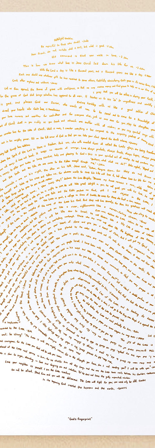 God's Fingerprint - Gold on White