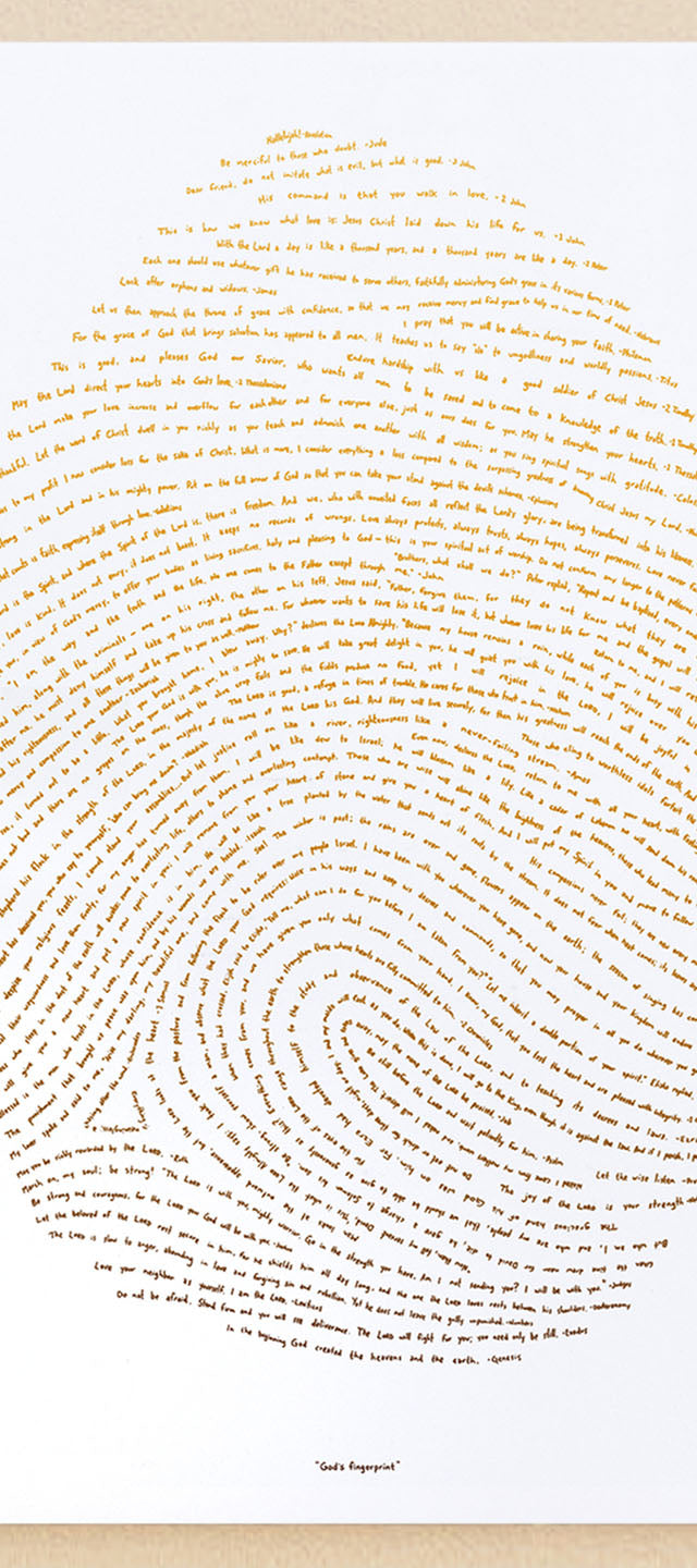 God's Fingerprint - Gold on White