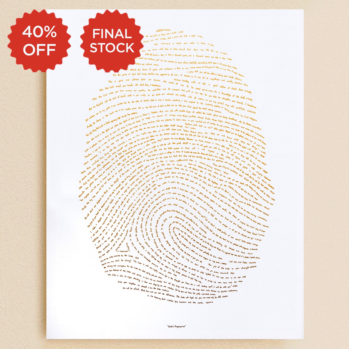 God's Fingerprint - Gold on White