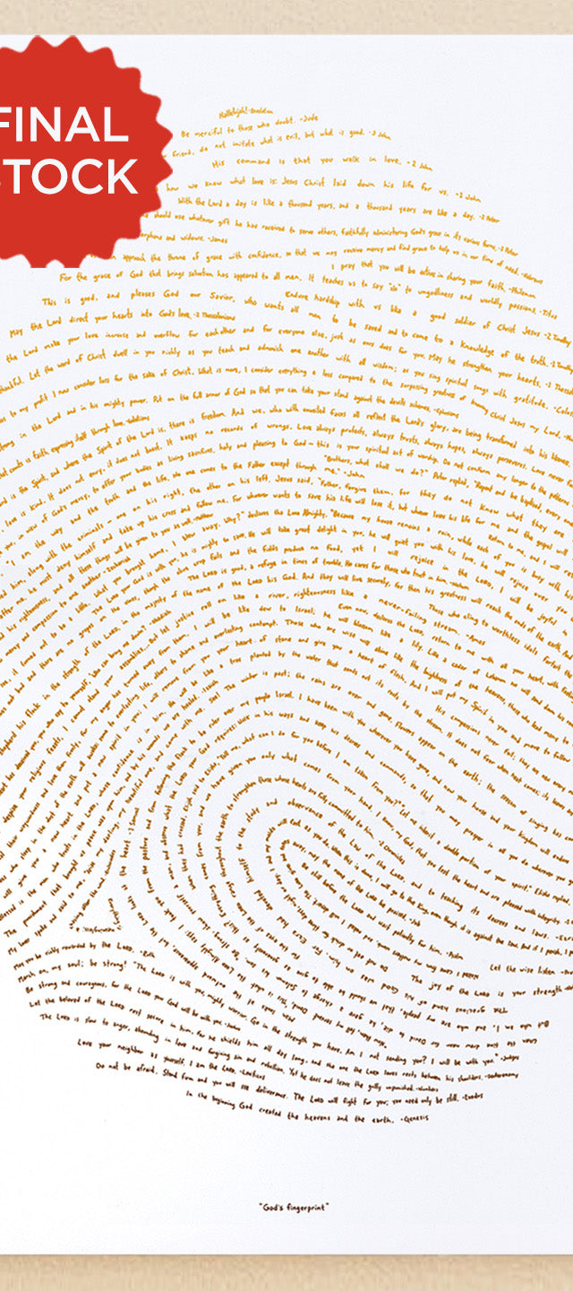 God's Fingerprint - Gold on White