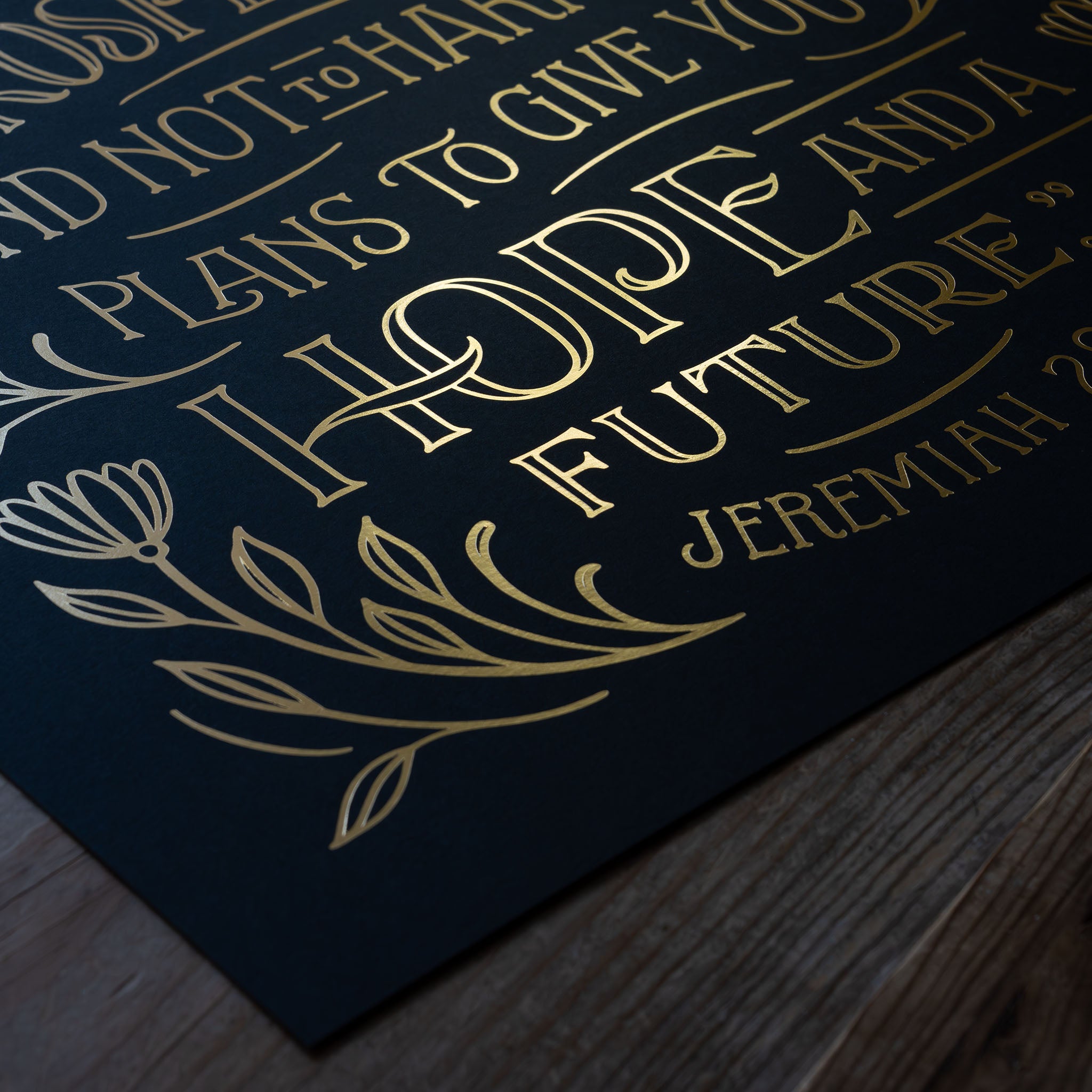 Jeremiah 29:11 - Gold Foil on Black