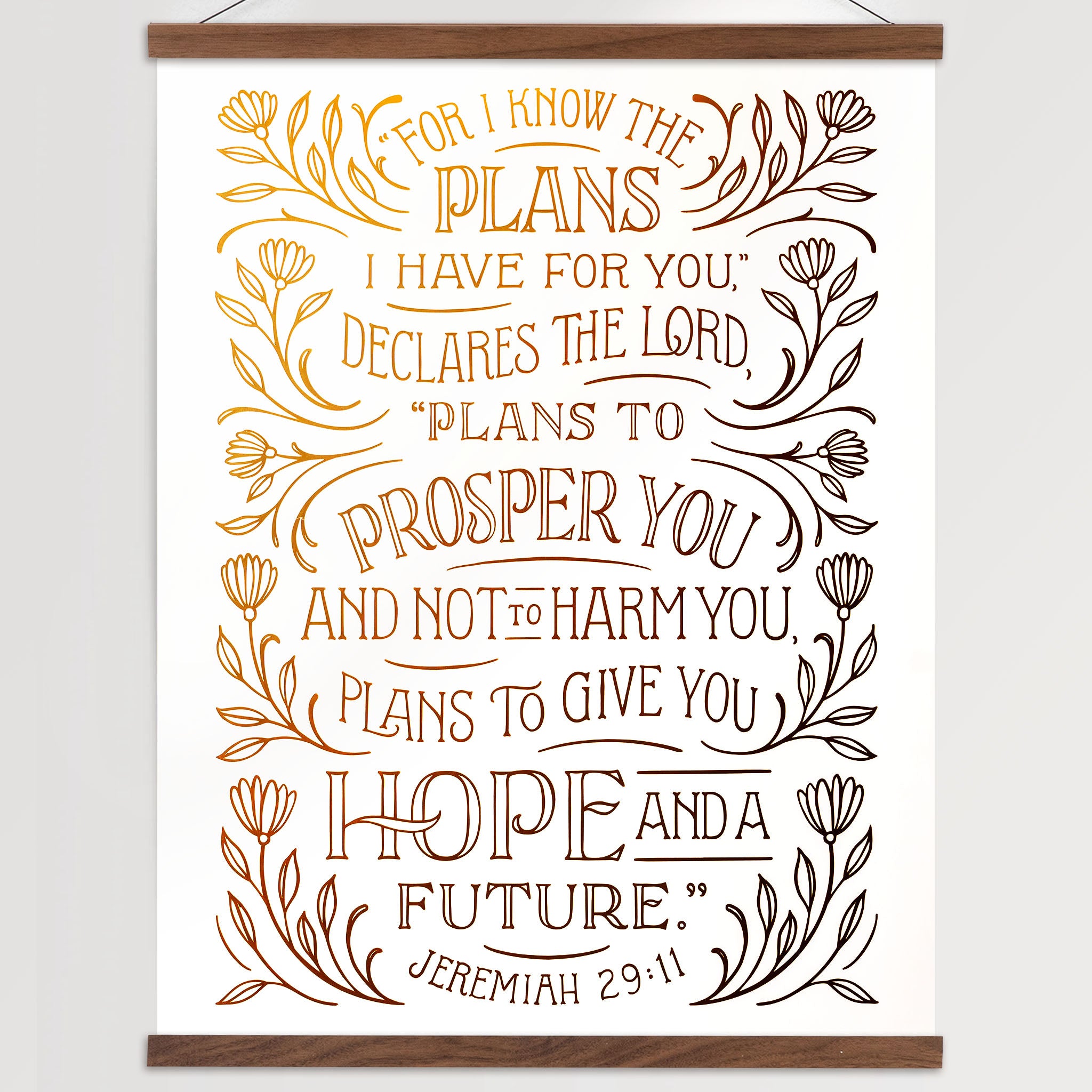 Jeremiah 29:11 - Gold Foil on White