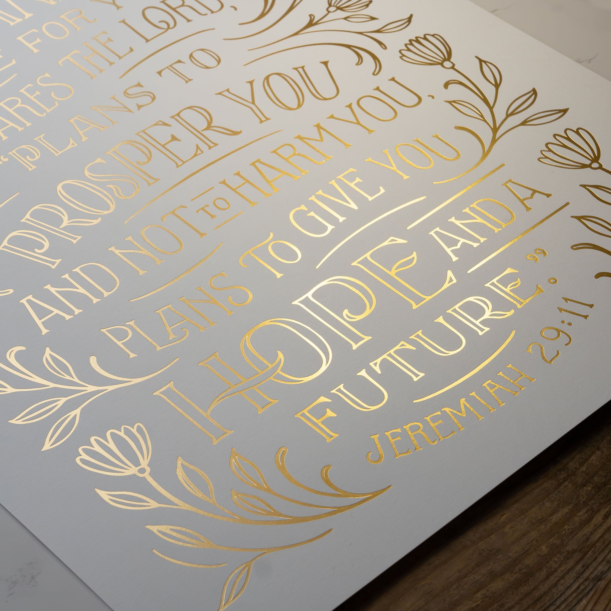 Jeremiah 29:11 - Gold Foil on White