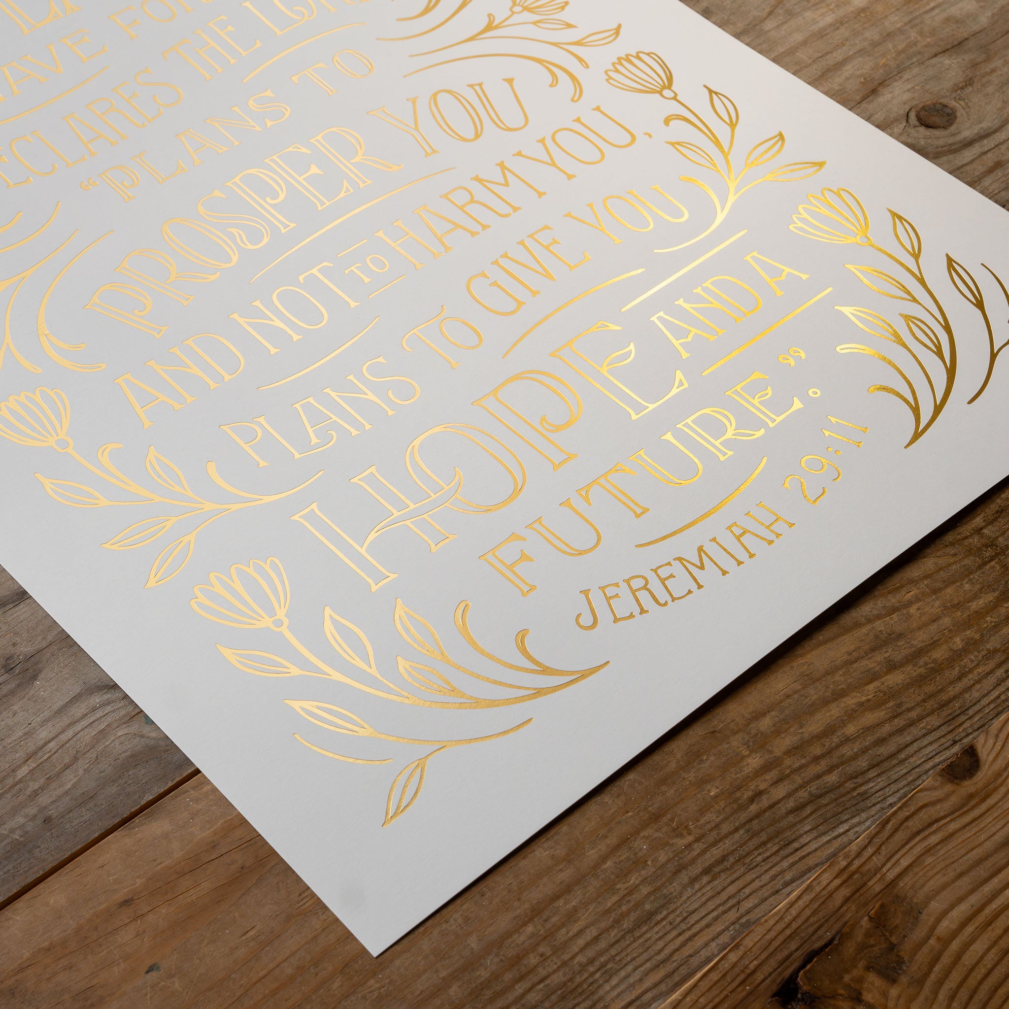 Jeremiah 29:11 - Gold Foil on White