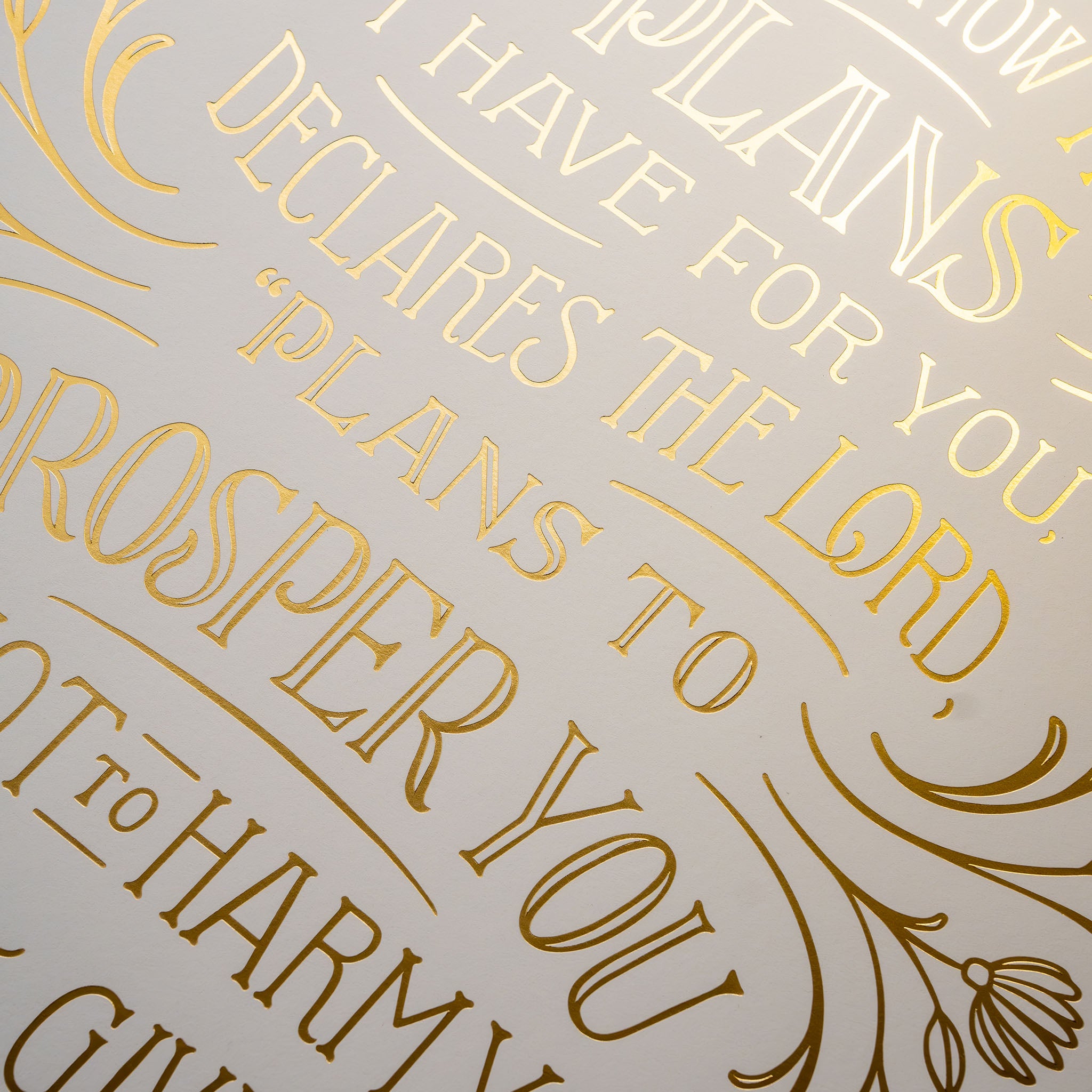 Jeremiah 29:11 - Gold Foil on White