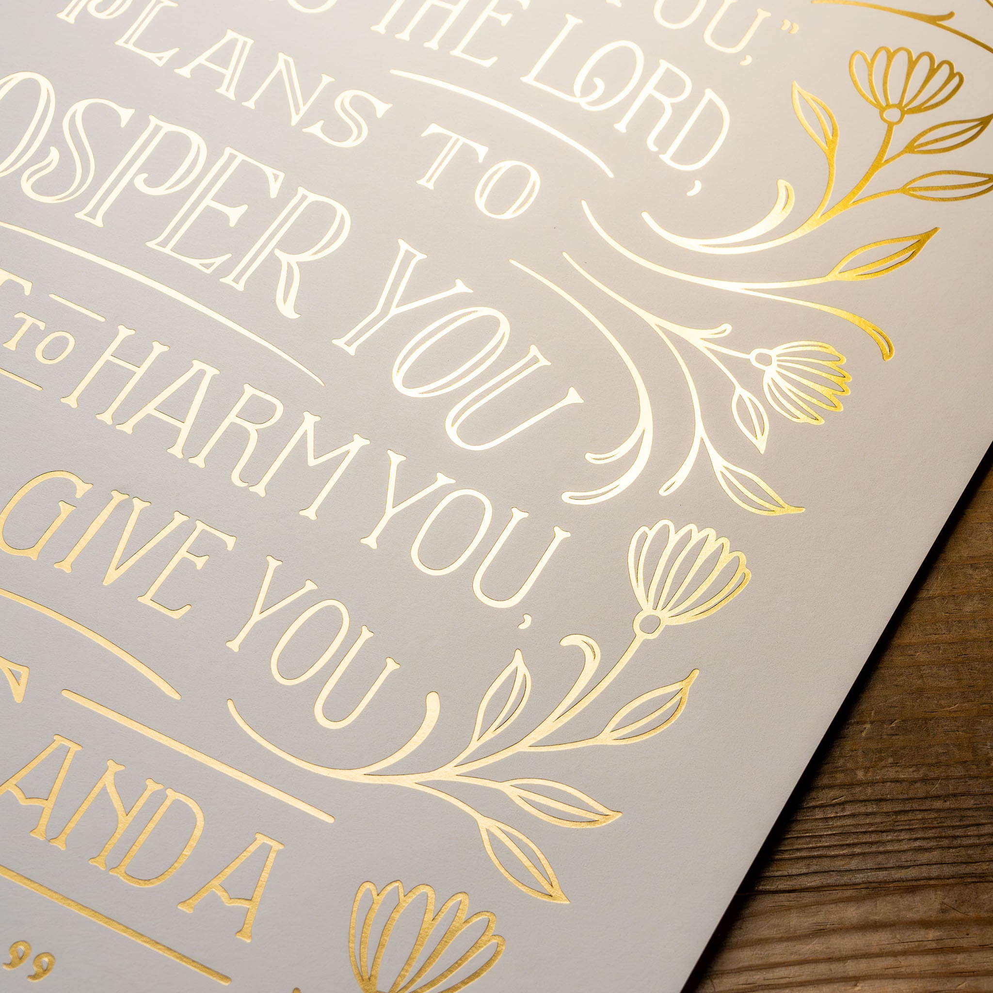 Jeremiah 29:11 - Gold Foil on White