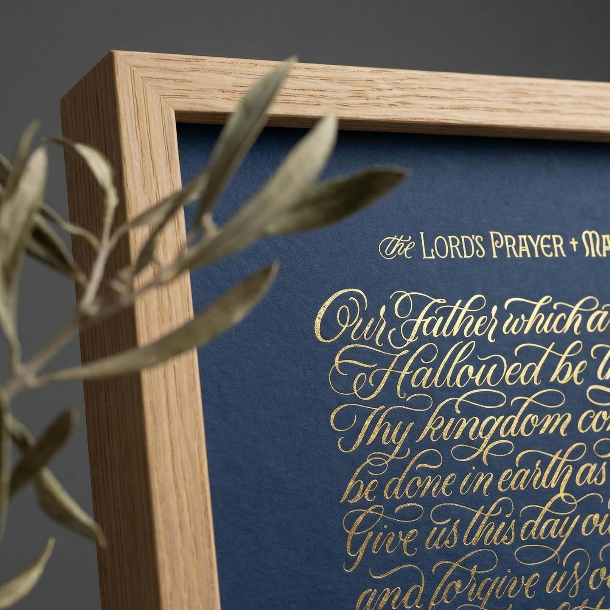 The Lord's Prayer - Gold on Blue