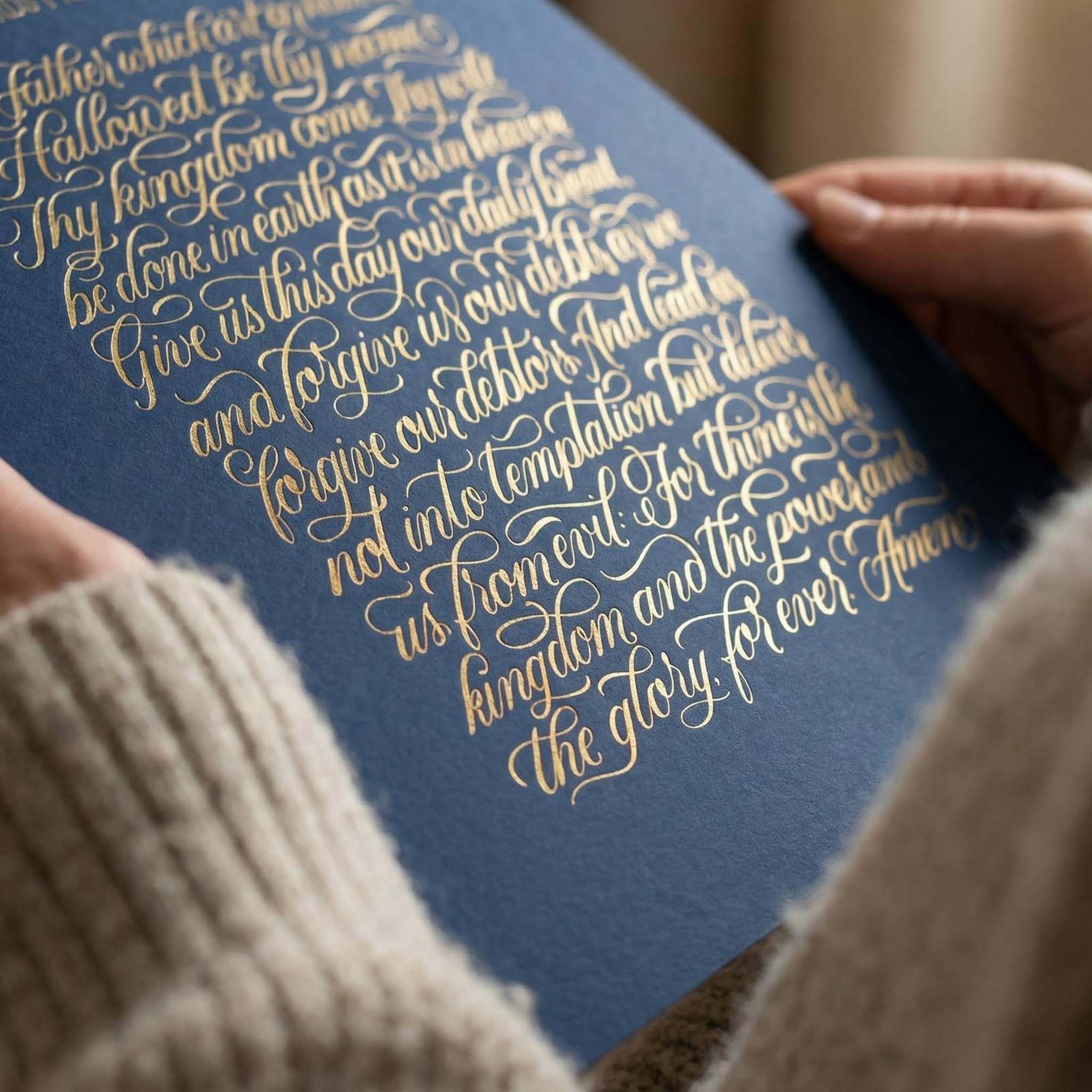 The Lord's Prayer - Gold on Blue