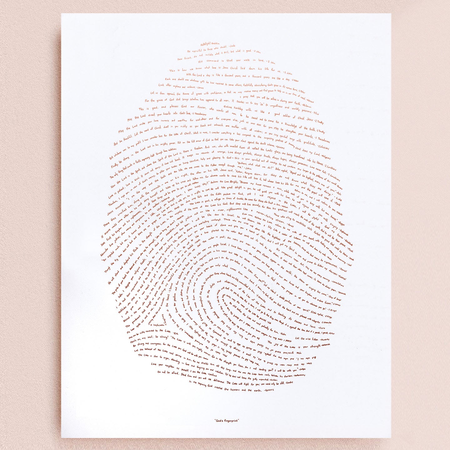 God's Fingerprint - Rose Gold on White