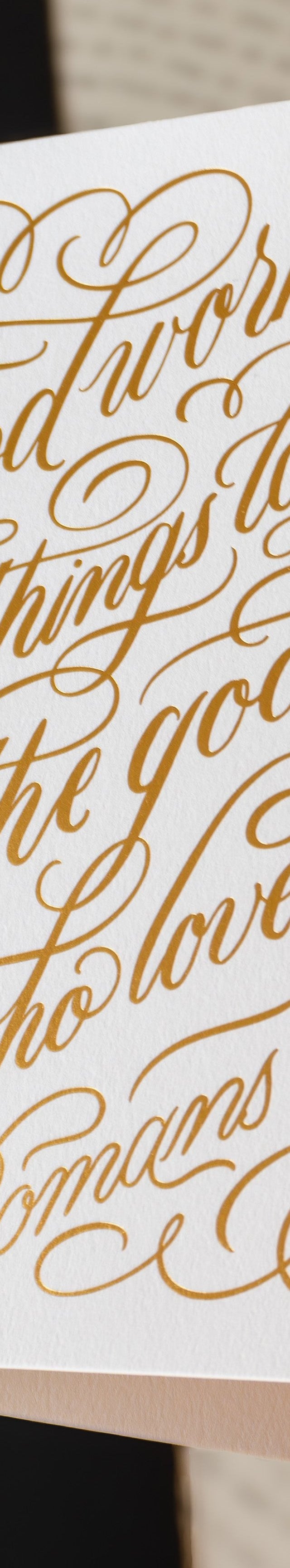 Gold Foil 5x7 Card (Romans 8:28)