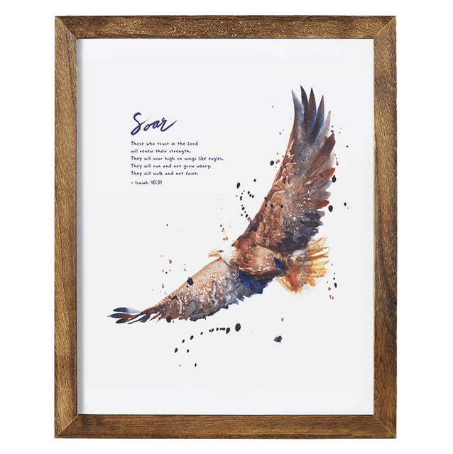 Framed Bible Art Print - Isaiah 40:31 Soar on Wings Like Eagles