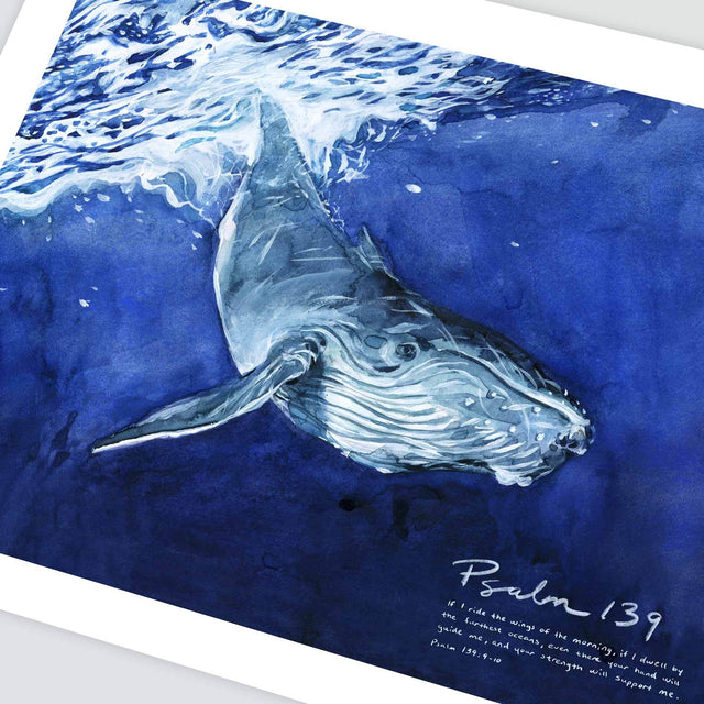 Angle Shot of Whale Psalm 139 Wall Art with Scripture