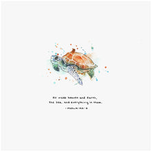 Psalm 146:6 Artwork of a sea turtle - "He made heaven and earth, the sea and everything in them."
