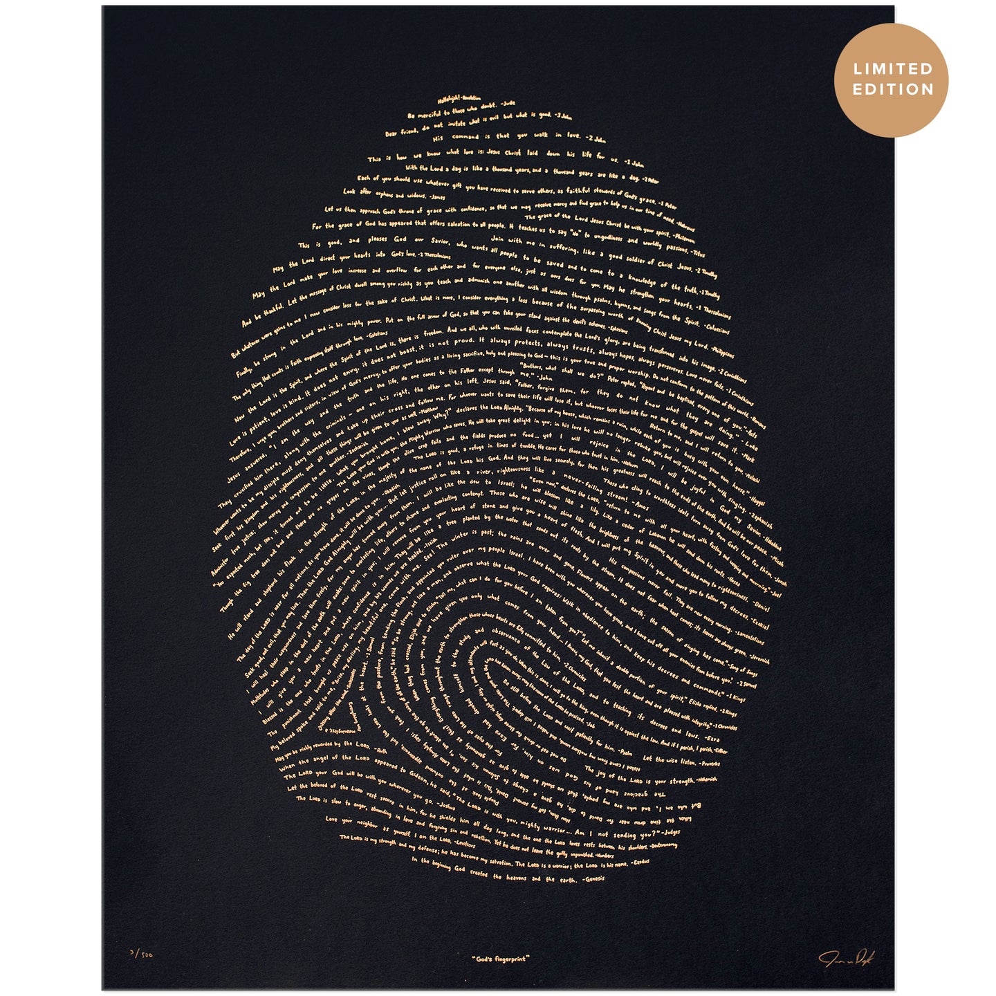 Illuminated Fingerprint - Gold on Black (Limited Edition)